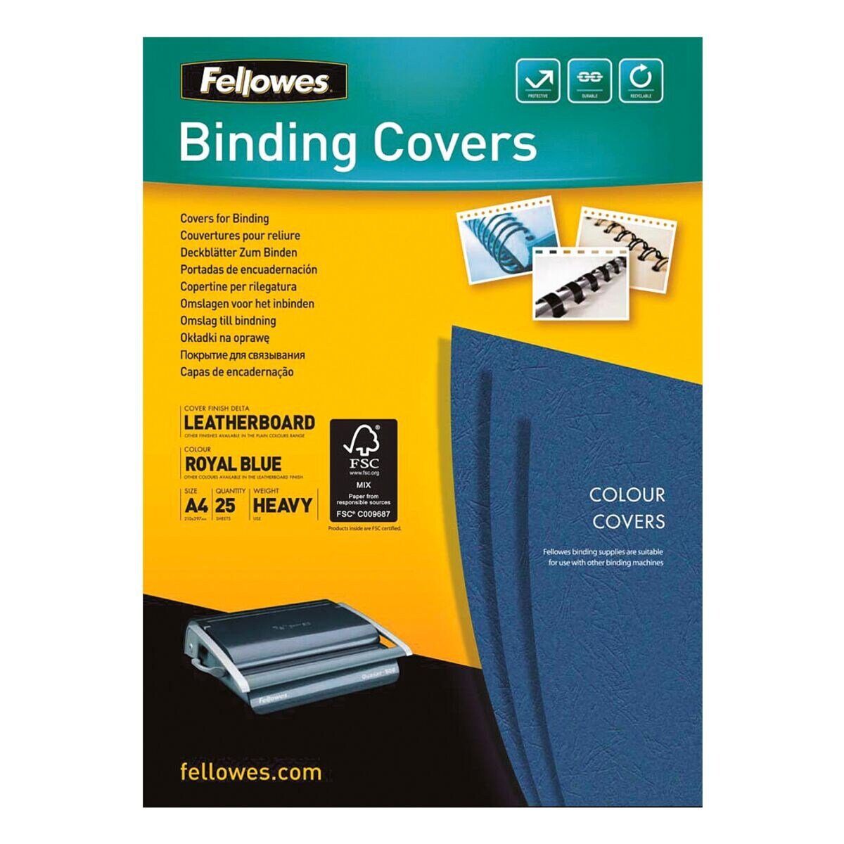 FELLOWES Papierkarton, Deckblätter zum Binden, 250 g/m², 25 Stück