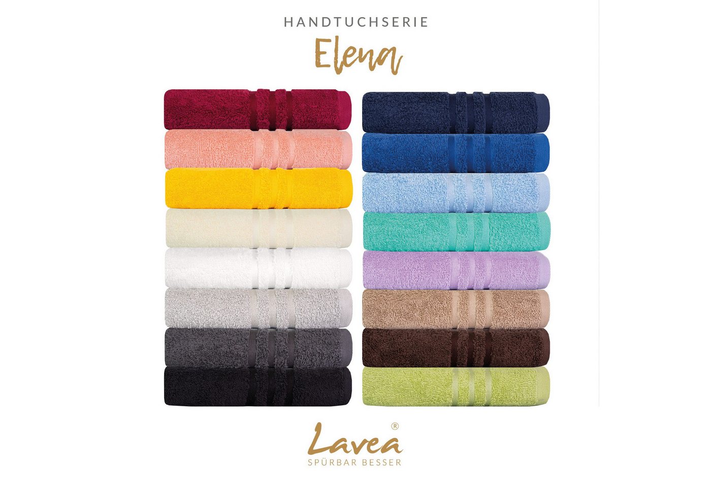 Lavea Handtuch Lavea® 4er Set Handtücher 50x100 cm, Elena Frottiererie, 100% Baumwolle (4er Set), 500 g/m² Frottier, weich & saugstark, pflegeleicht