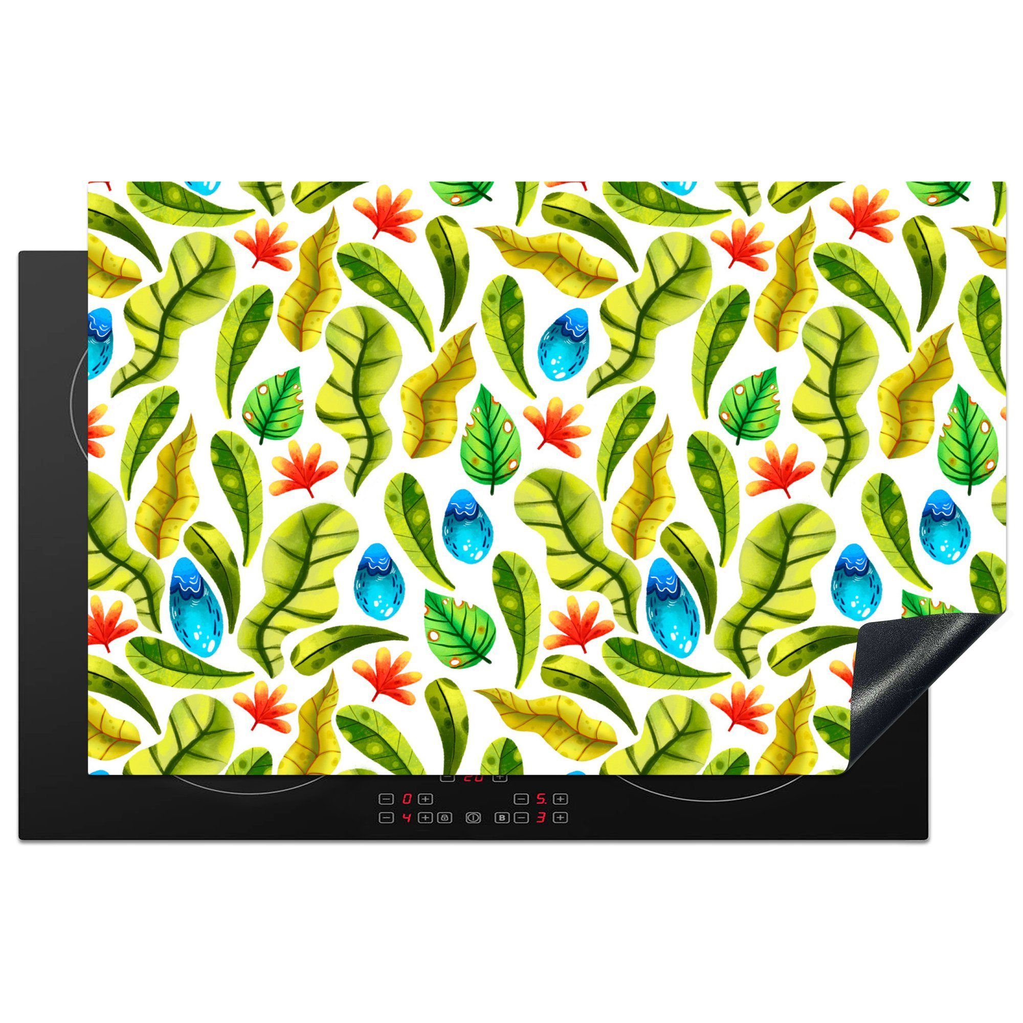 MuchoWow Herdblende-/Abdeckplatte Dschungel - Design - Tropische Blätter, Vinyl, (1 tlg), 81x52 cm, Induktionskochfeld Schutz für die küche, Ceranfeldabdeckung