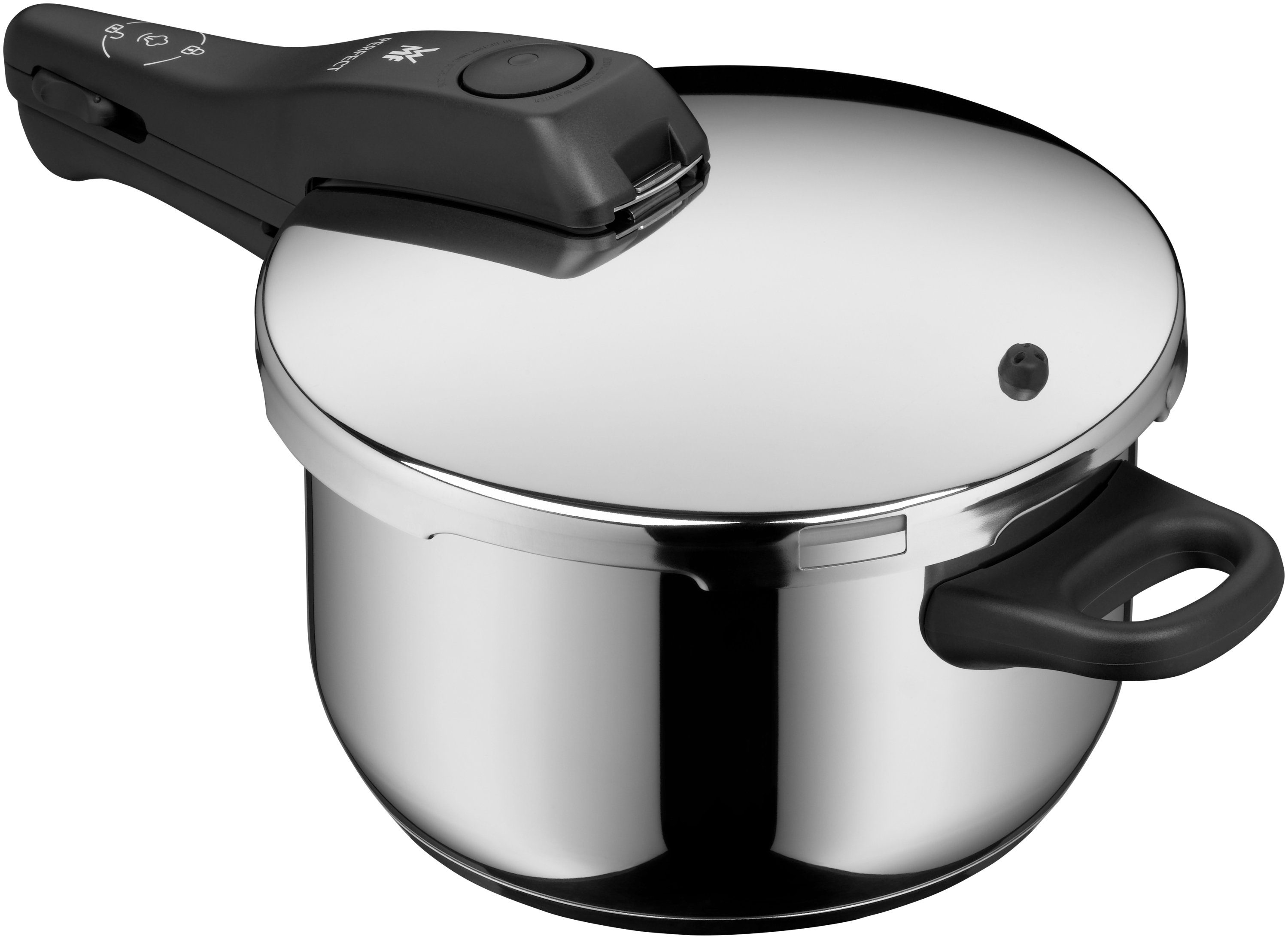 WMF Schnellkochtopf Perfect One Pot, Dampfkochtopf Induktion 4,5l + 3l, großes Kochsignal, Cromargan® Edelstahl Rostfrei 18/10 (Set, 2-tlg., 1x Schnellkochtopf 4,5 I mit Deckel und 1x Schnellbratpfanne 3,0 l), Abnehmbarer Deckelgriff, für alle Herdarten geeignet, 2 Kochstufen