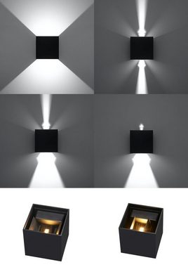 Licht-Erlebnisse Wandleuchte JAZZINELLE, LED fest integriert, LED Wandlampe Schwarz Modern stylisch eckig IP54 Badezimmer Flur