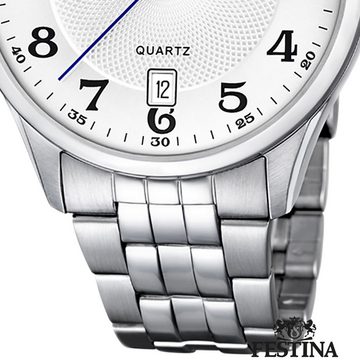 Festina Quarzuhr Festina Herren Uhr F20425/1 Edelstahl, Herren Armbanduhr rund, Edelstahlarmband silber