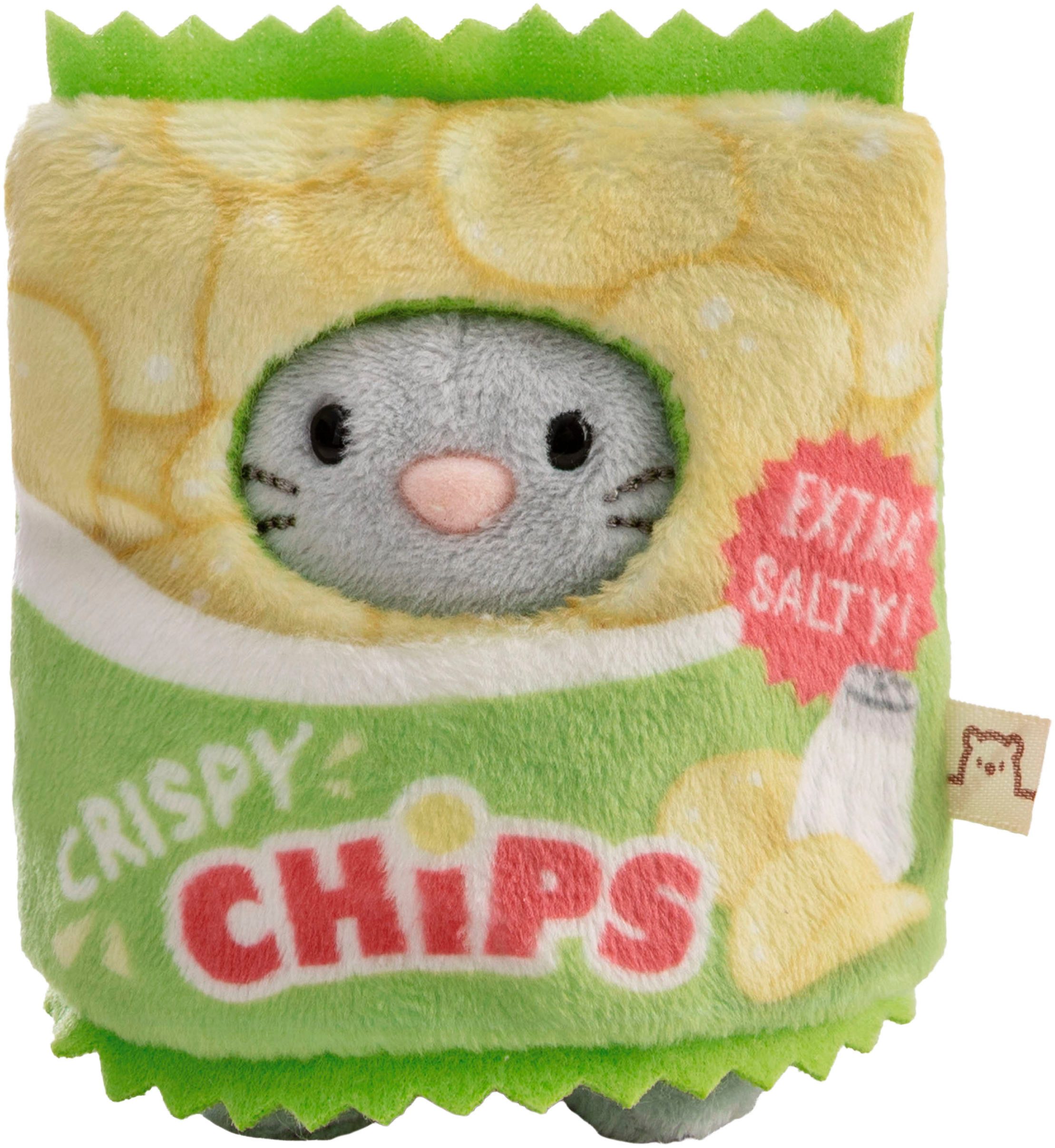 Nici Kuscheltier mymochi, Set Maus Nibbli 8cm mit Chip & Chipstüte Kostüm (Set), in Geschenkbox