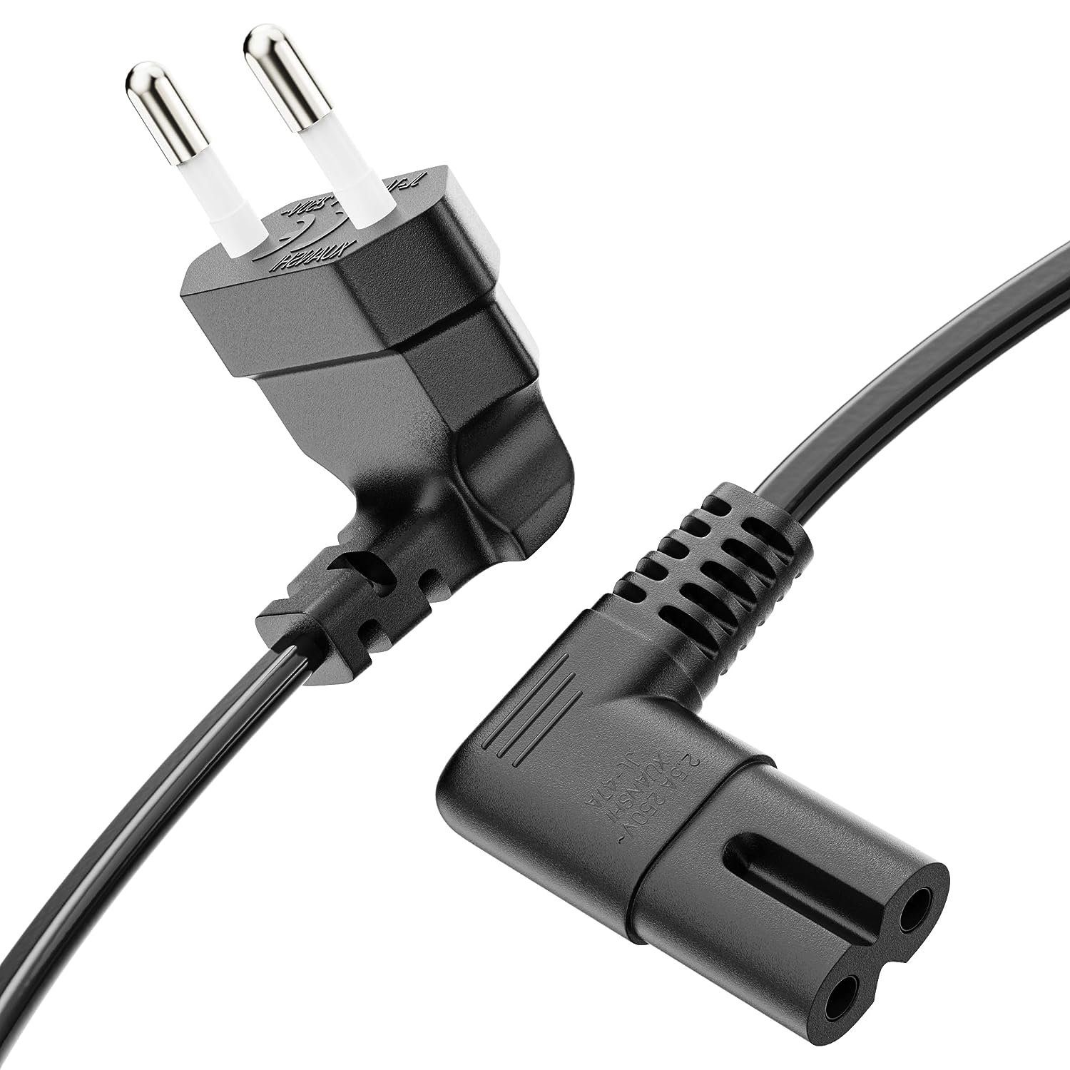 conecto conecto Strom-Kabel, Euro-Stecker 90° auf C7 IEC-Buchse 90°, Euro-Ne Stromkabel, (100 cm) schwarz