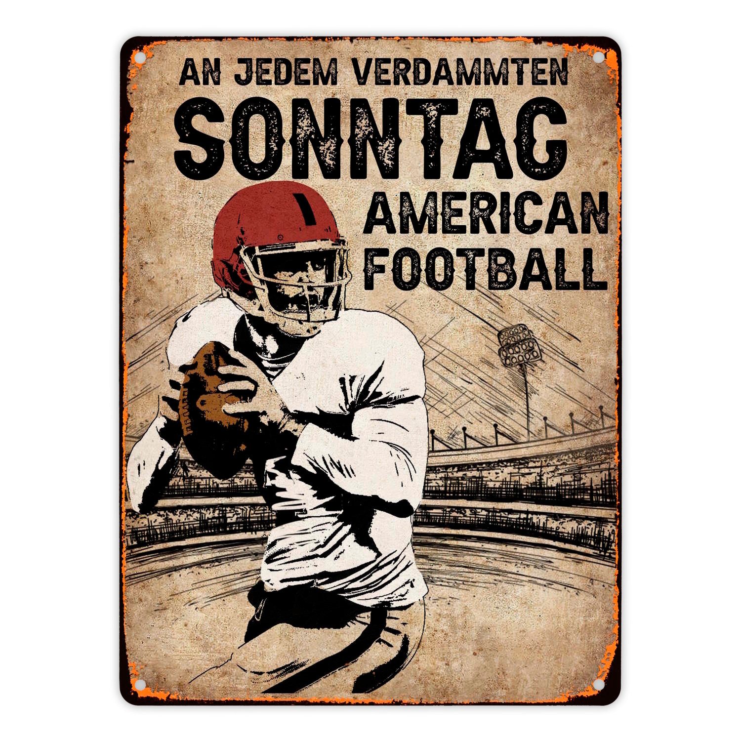 speecheese Metallschild American Football Metallschild XL in 21x28 cm für echte Footballfans
