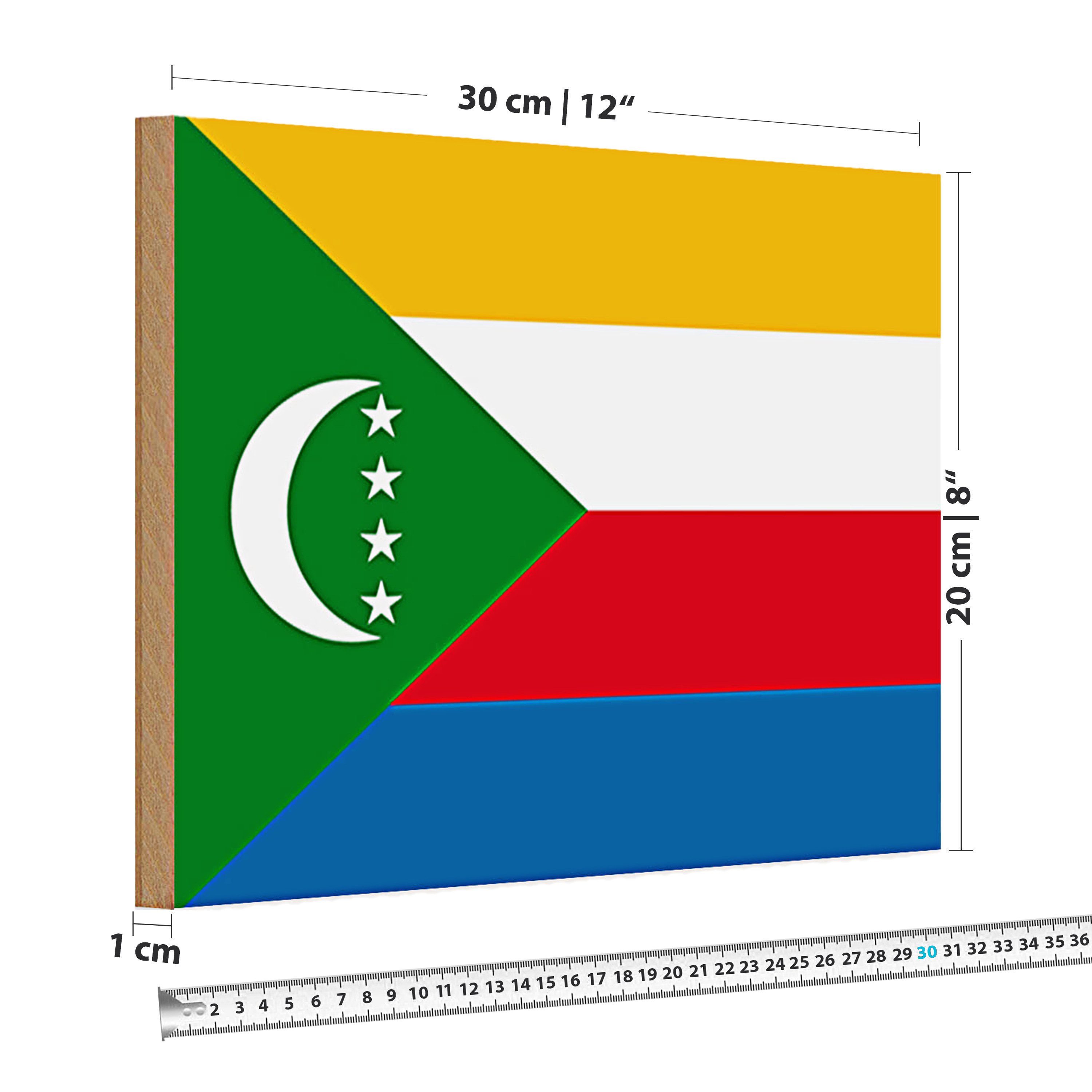 Roomando Holzbild Holzschild Flagge Komoren 30x20cm Flag of the Comoros