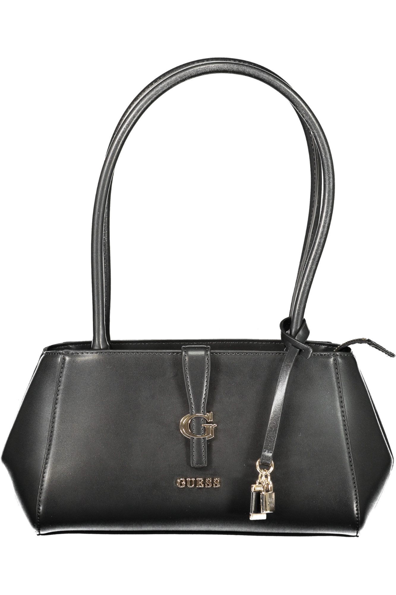 GUESS JEANS Umhängetasche, Elegante Damenhandtasche Schwarz mit Schutzfüßchen und Logo-Detail