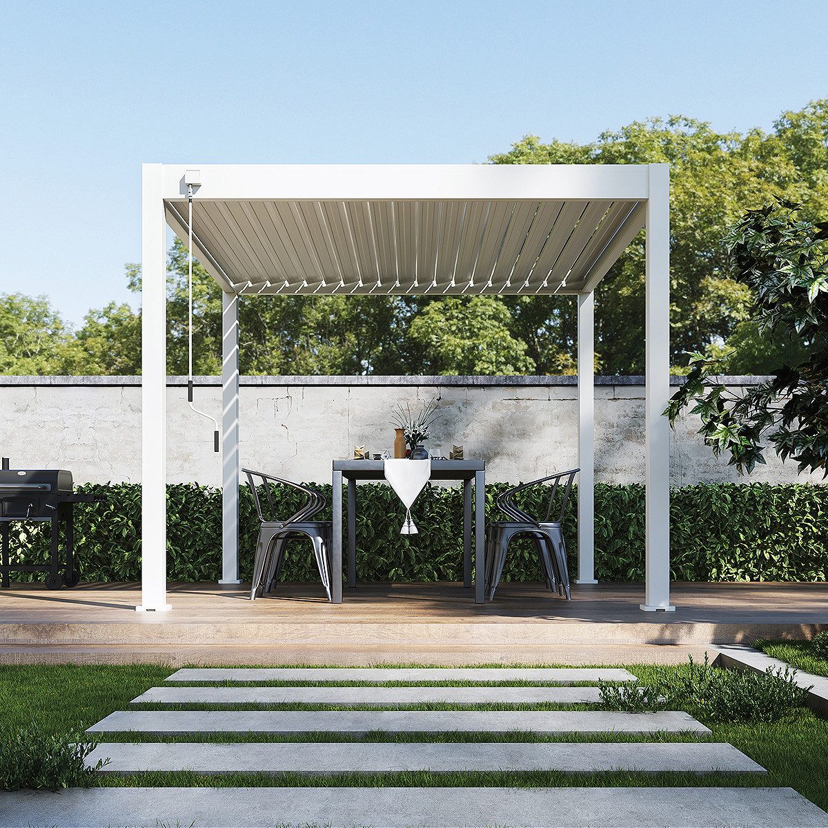 Weide Pergola Classic Pavillon Terrassenüberdachung Aluminium 3 x 3 M weiß, BxTxH: 300x300x255 cm