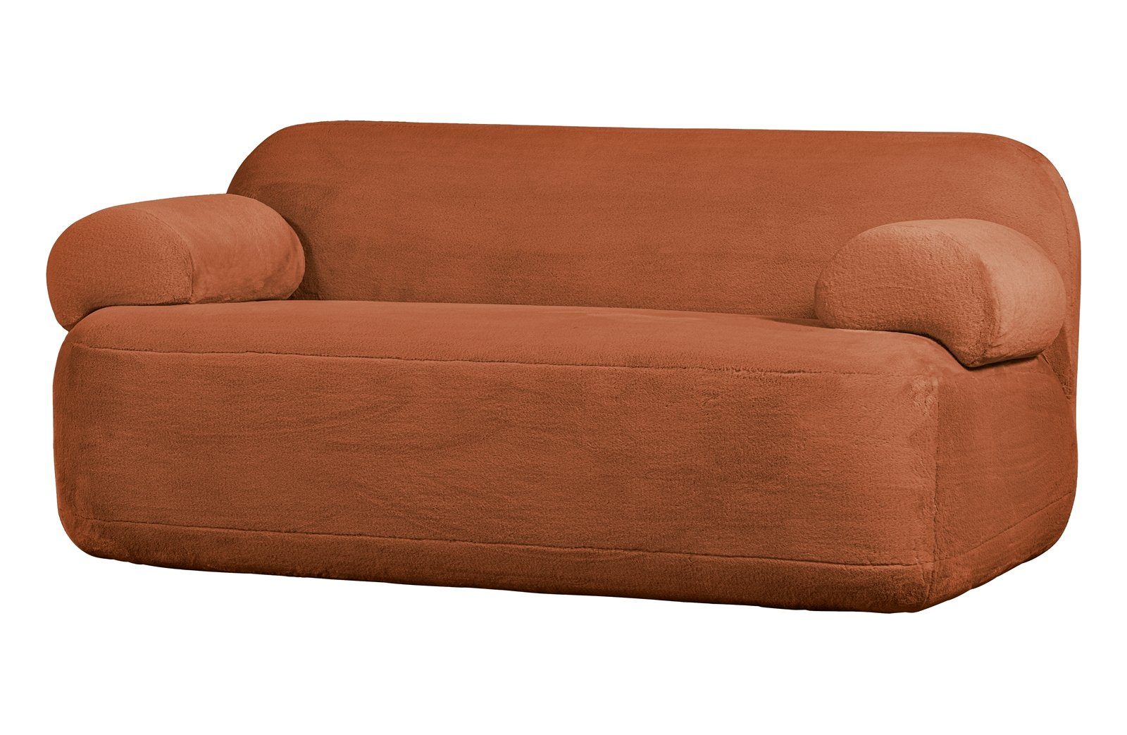 WOOOD Sofa Sofa Jolie 2-Sitzer - Kunstpelz Rost, freistellbar