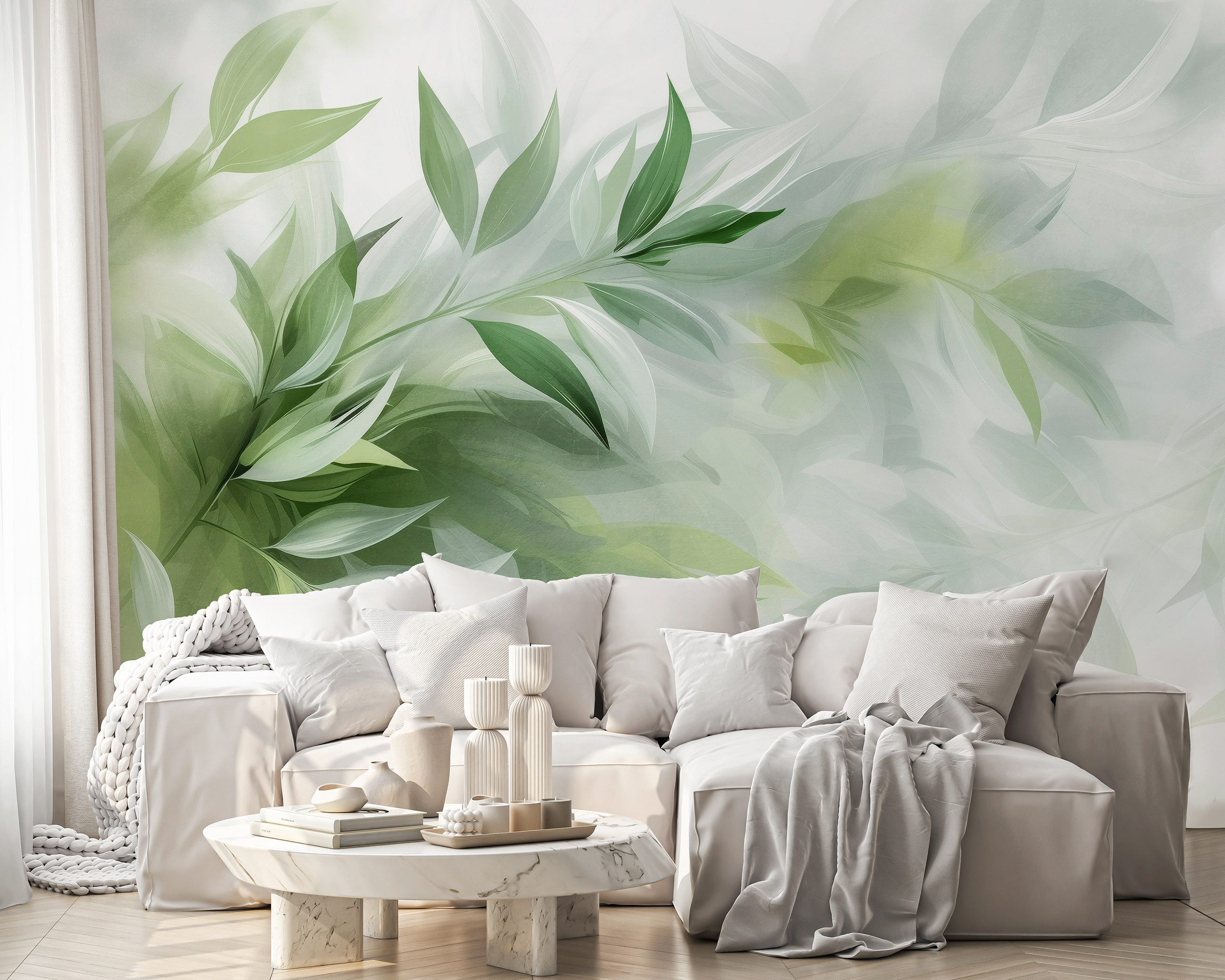Wallarena Fototapete Blätter Grün Natur Tapete Wohnzimmer Schlafzimmer Wand günstig online kaufen