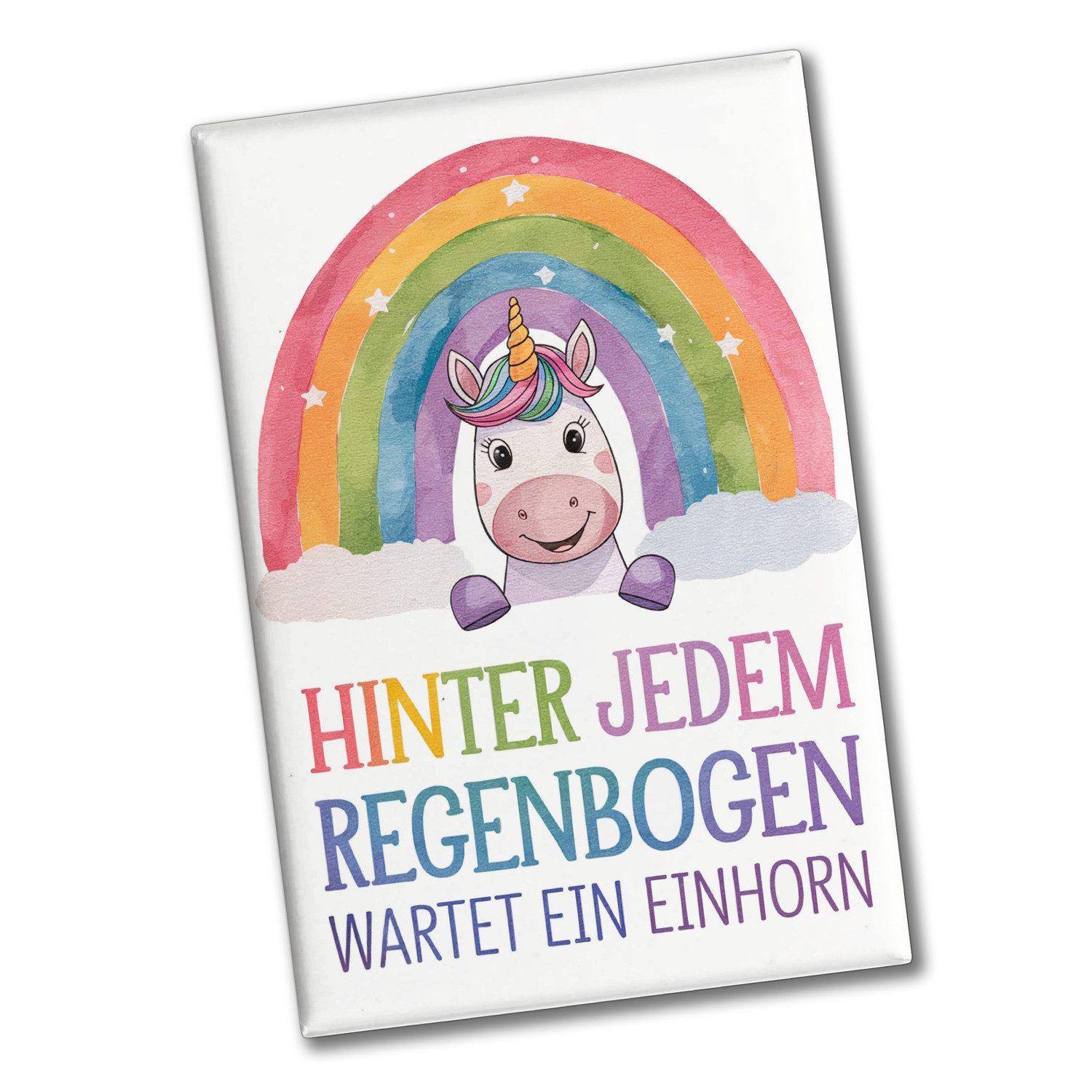 speecheese Magnet Lächelndes Einhorn Souvenir Souvenir Magnet Hinter jedem Regenbogen