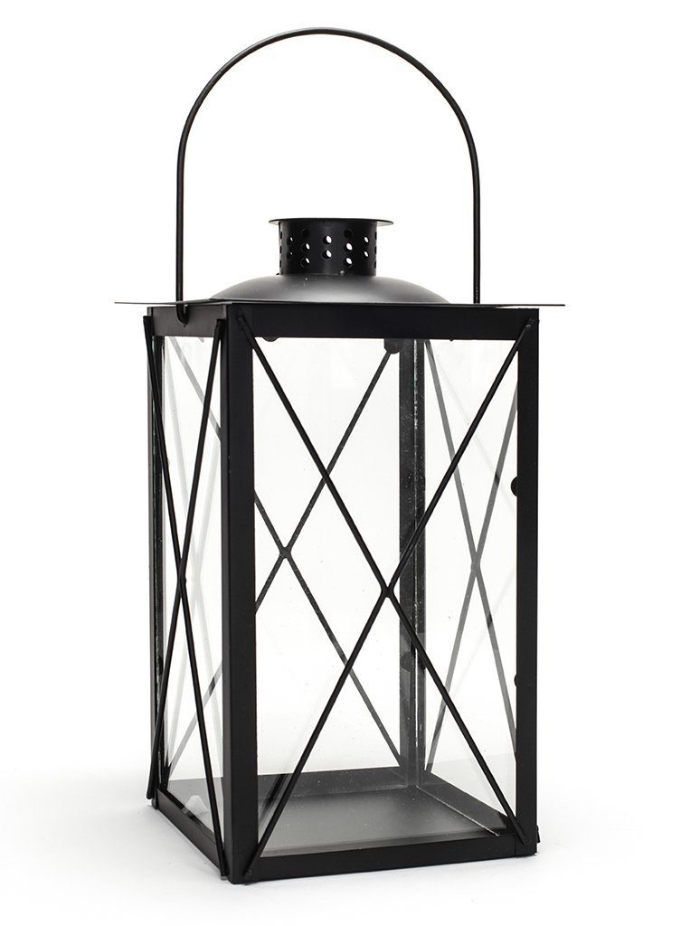 Kerzenlaterne, Levandeo® schwarz aus Metall Laterne - Metalllaterne Windlicht