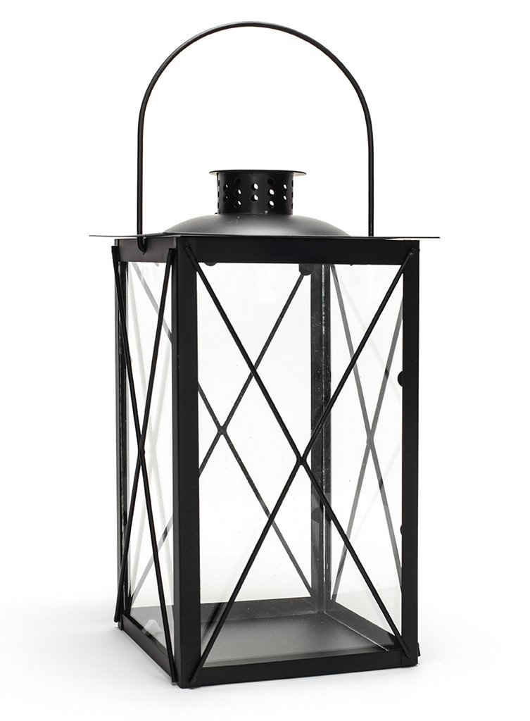 Levandeo® Kerzenlaterne, Laterne aus Metall schwarz - Windlicht Metalllaterne