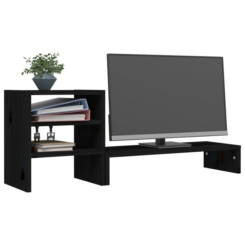 Monitorständer Kiefer Monitorständer vidaXL Massivholz Schwarz 81x20x30 cm