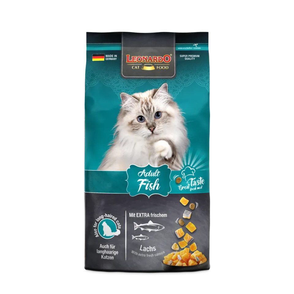 Leonardo Catfood Adult Fish - leicht verdauliches Trockenfutter mit frischem Lachs, Trockenfutter für: Katzen