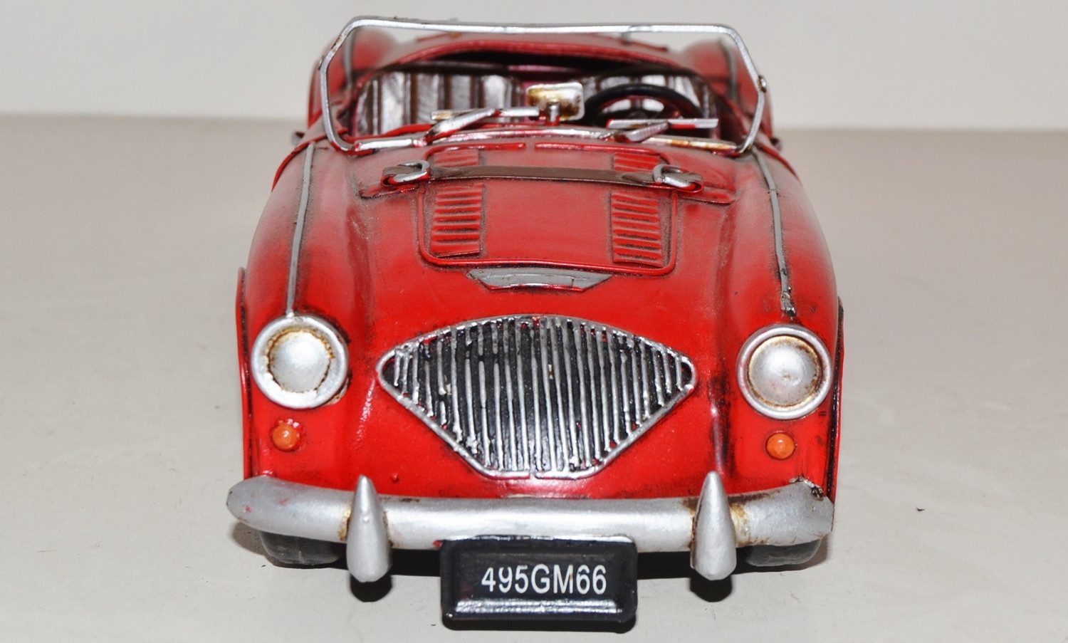 JS GartenDeko Modellauto Blechauto Oldtimer Austin Healey Cabrio Sportwagen L 28 cm