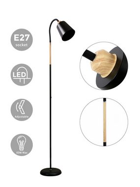 ANTEN LED Stehlampe Metall LED Stehleuchte E27 360° Schwenkbare Leselampe Schwarz, für Wohnzimmer Schlafzimmer Sofa Lamp, Höhe 159cm