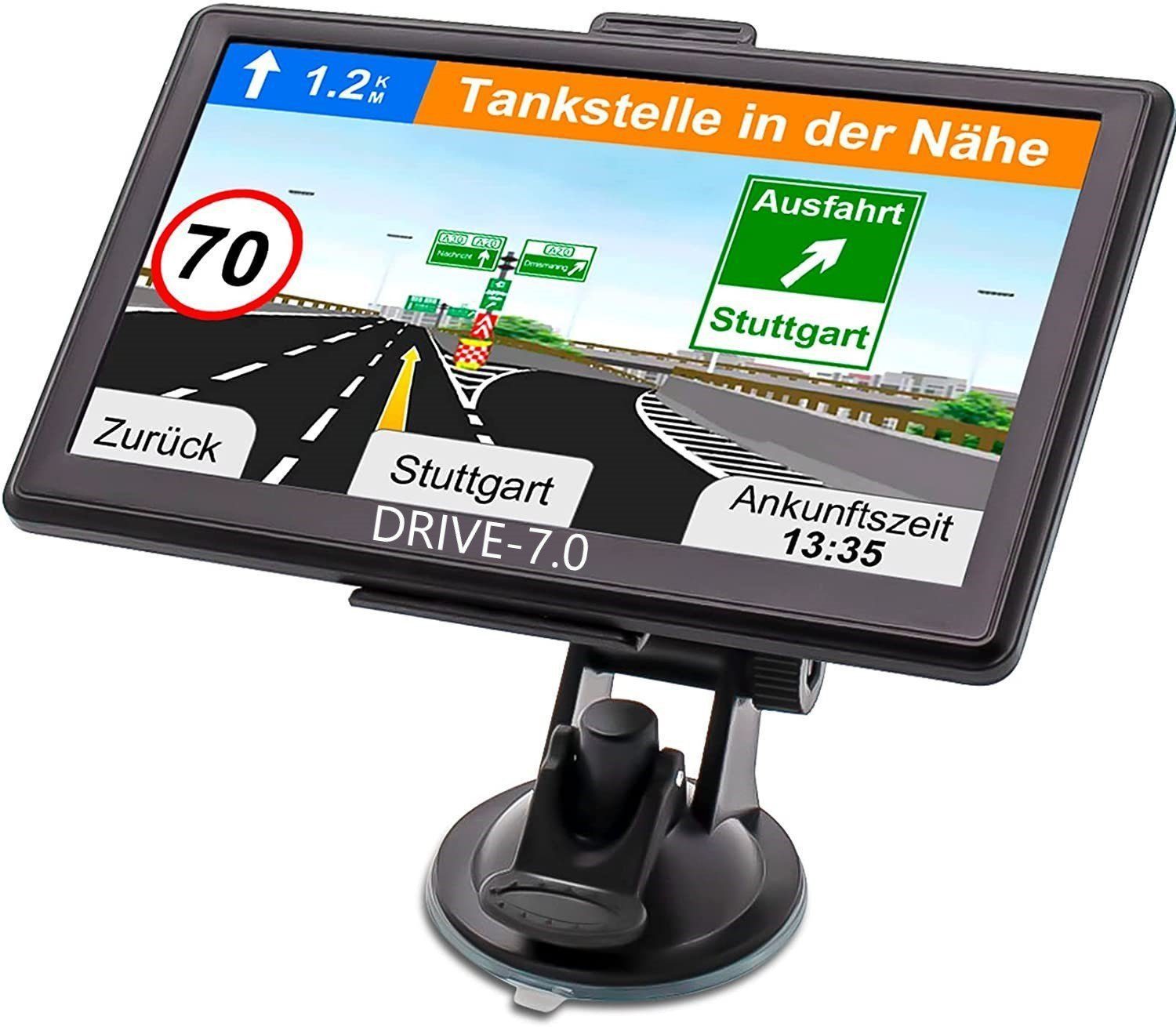 GABITECH 7 Zoll GPS Navgationsgerät DRIVE 7.0 mit TMC für LKW, PKW, Wohnmobil Einbau-Navigationsgerät (Europa, inklusive lebenslanger Kartenupdates, inklusive Zubehör + TMC, einfache Bedienung für jedes Alter)