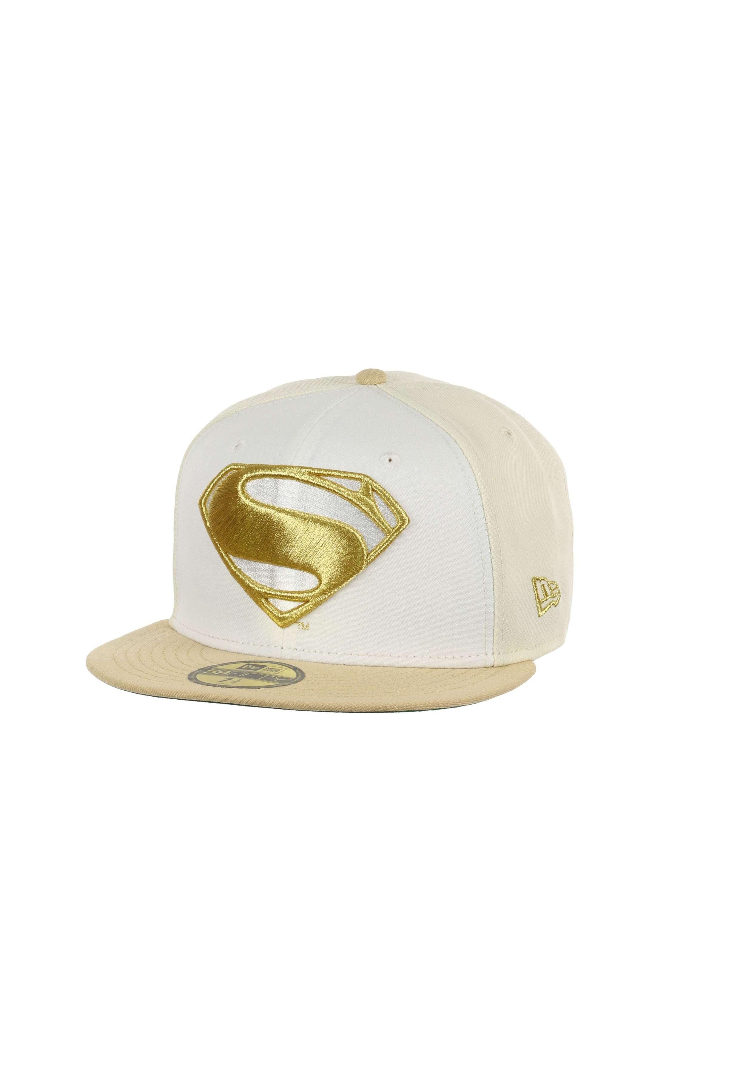 New Era Flat Cap Superman DC Justice League Weiß Beige 59Fifty Basecap New Era (1-St)