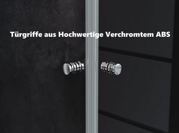 IMPTS Eckdusche Duschkabine Falttür mit Seitenwand, BxT: 80x70 cm, Sicherheitsglas, Rahmenlos Duschabtrennung Eckeinstieg Duschtür Flatbar