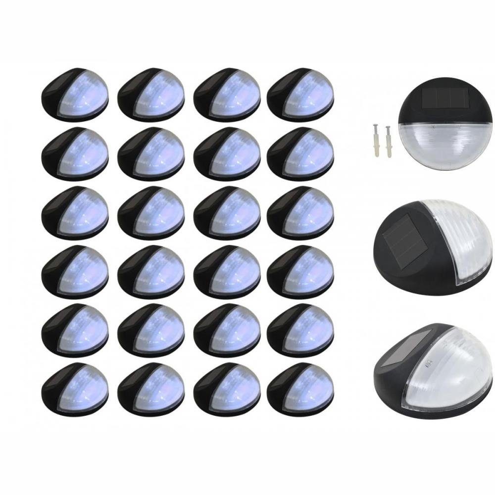 vidaXL Gartenleuchte Solar-Gartenwandleuchten LED 24 Stk Rund Schwarz Gartenlampe Gartenleu. € 128,95