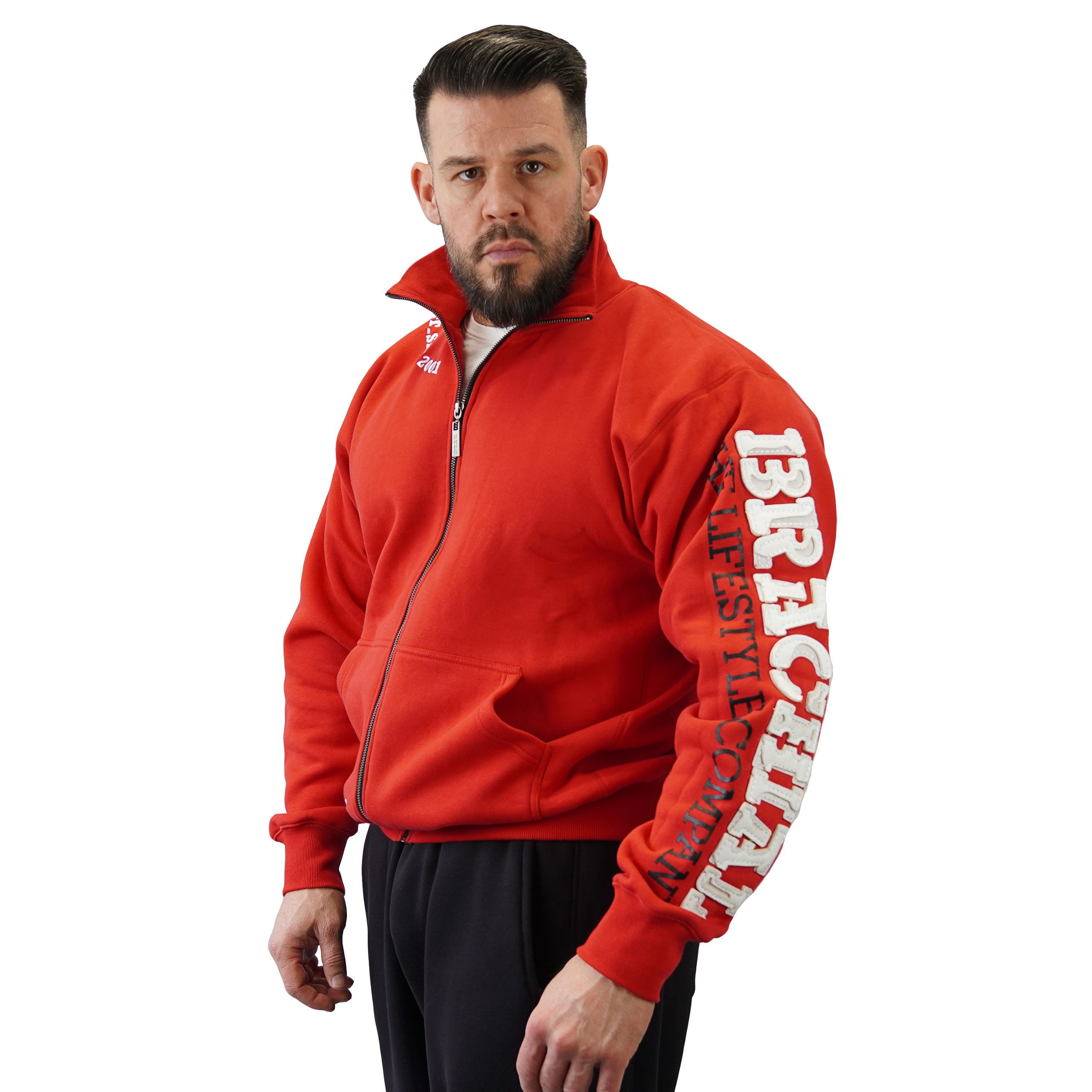 BRACHIAL THE LIFESTYLE COMPANY Trainingsjacke Brachial Zip-Sweater "Gym" rot/weiß