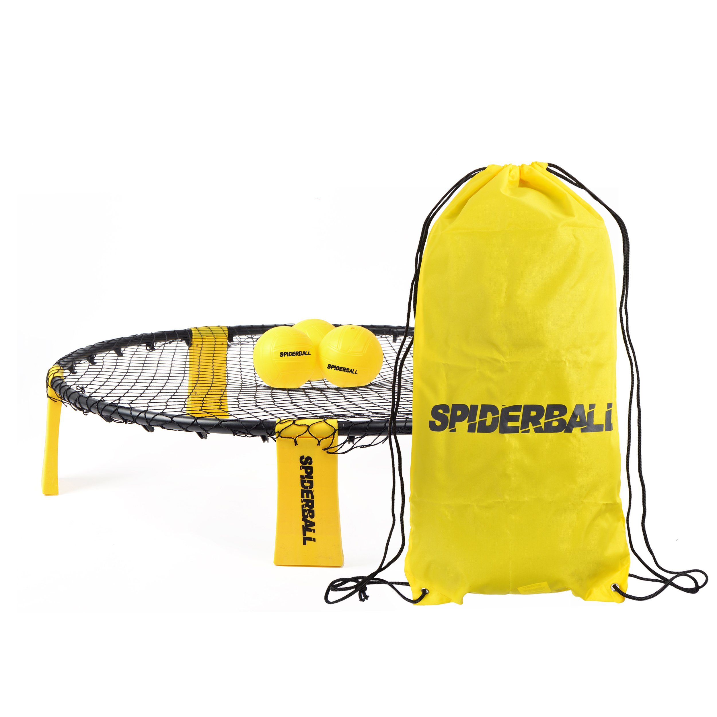 Ocean5 Spiel Gartenspiel Spiderball, Familienspiel, Mit praktischer Tasche, 3 Bällen, Ball-Pumpe & Netz mit Gestell