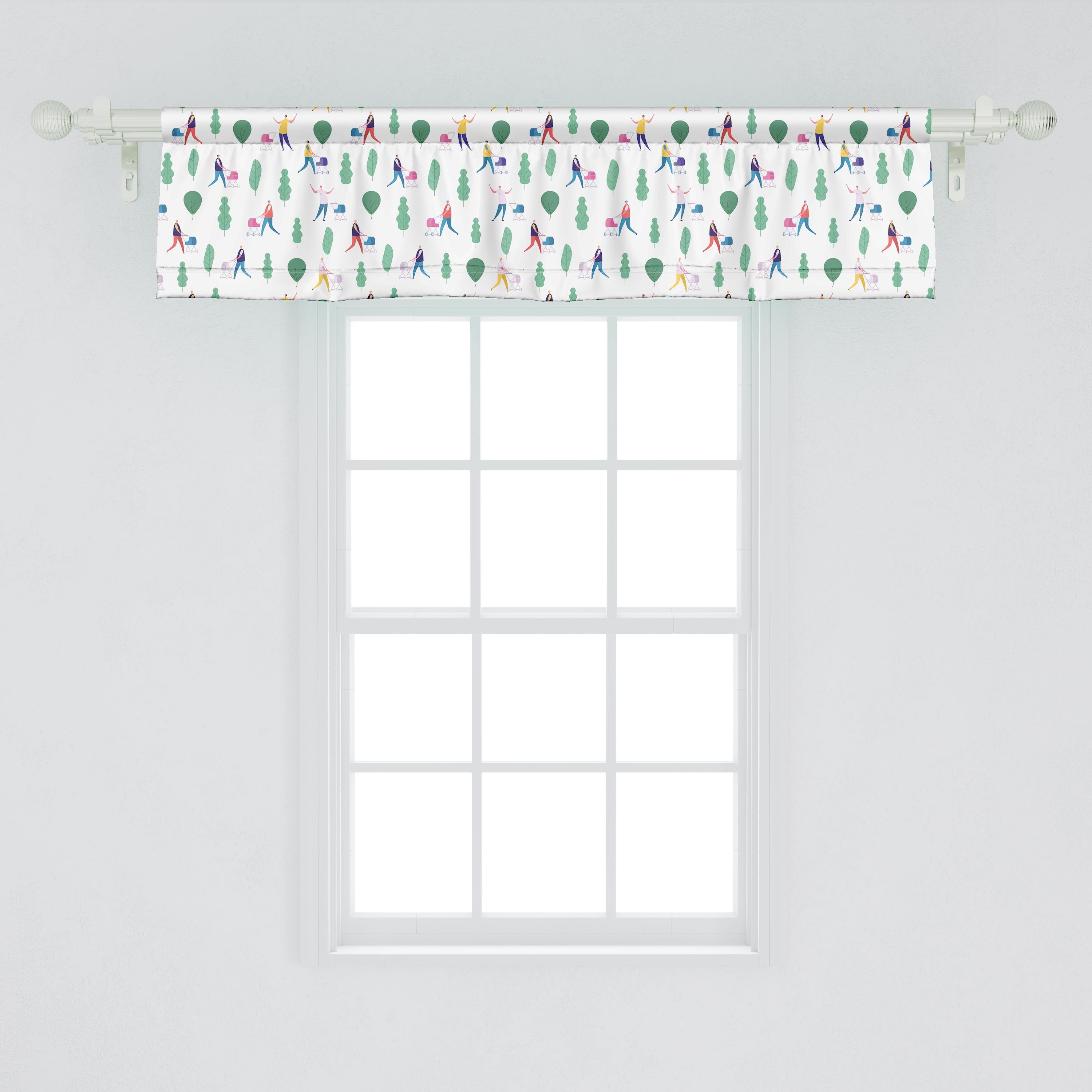 Scheibengardine Vorhang Volant für Küche Stangentasche, Schlafzimmer Karikatur mit Abakuhaus, Microfaser, Kinderwagen Dekor und Väter