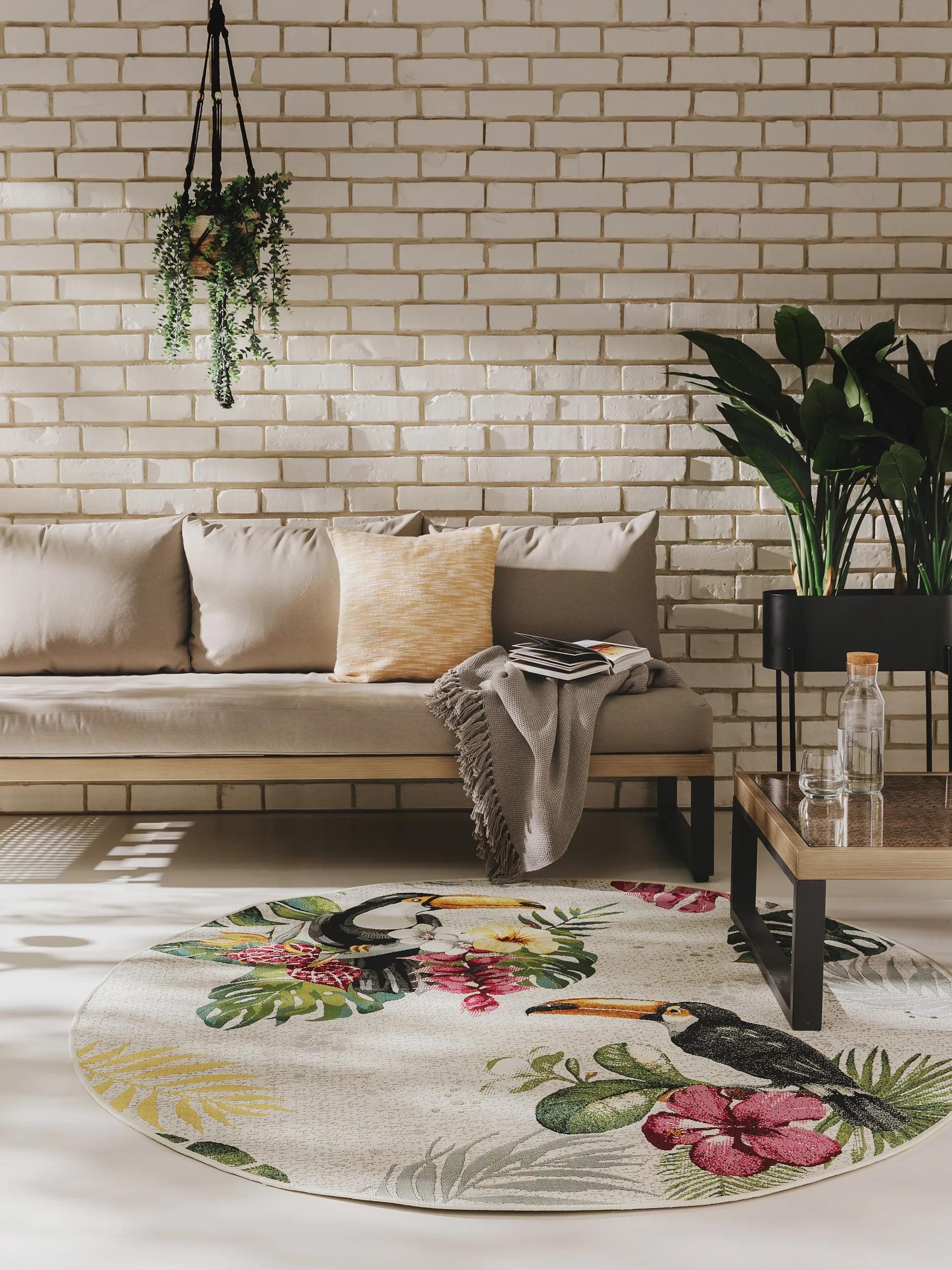benuta Outdoorteppich Artis, rund, Höhe: 5 mm, In- & Outdoorteppich, Pflegeleicht für Garten, Terrasse, Balkon, Küche