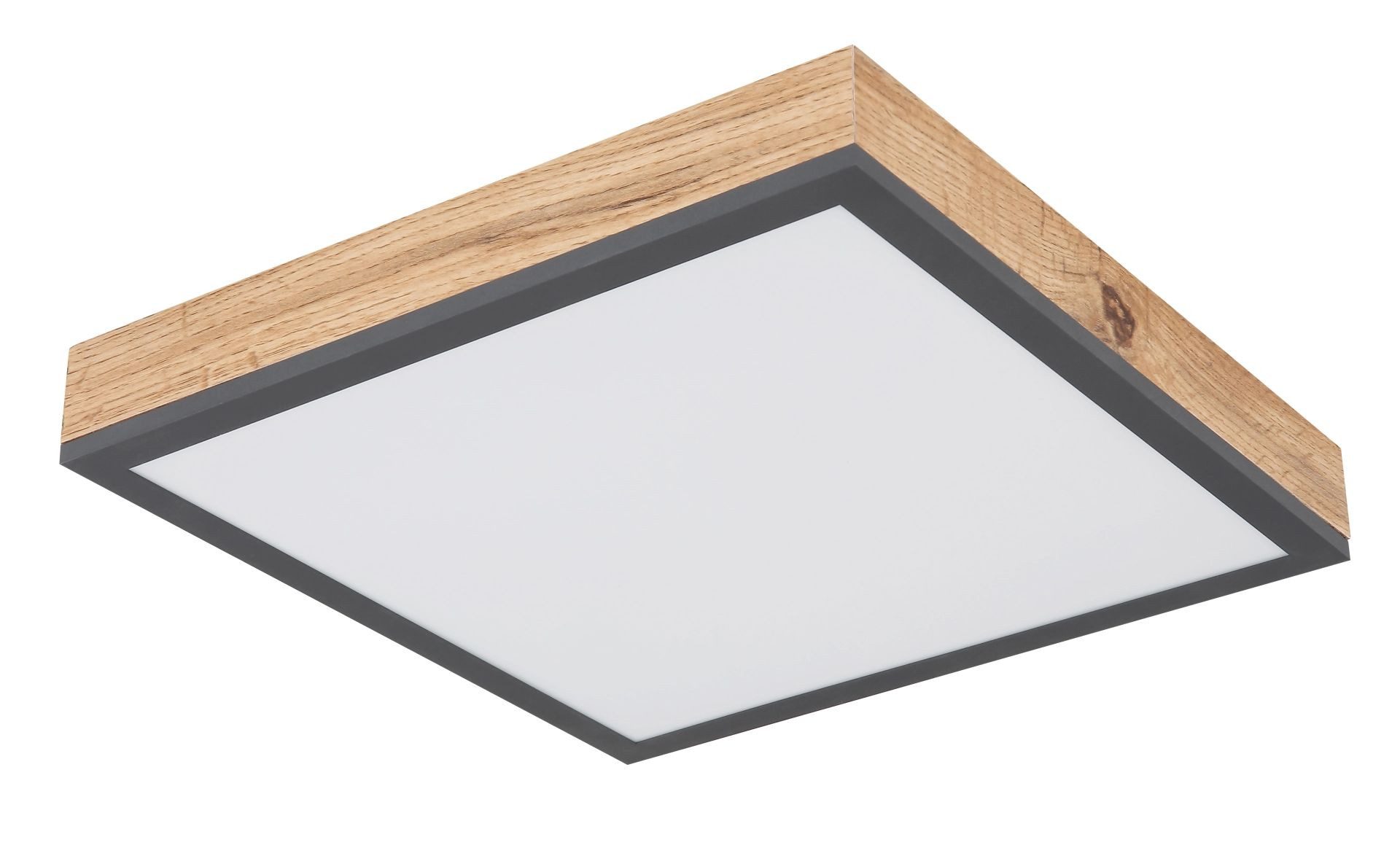 GLOBO LIGHTING LED Deckenleuchte DORO, LED fest integriert, Warmweiß, Quadratische Deckenlampe, 3000 Kelvin, Wohnzimmer, Holzoptik, Eiche