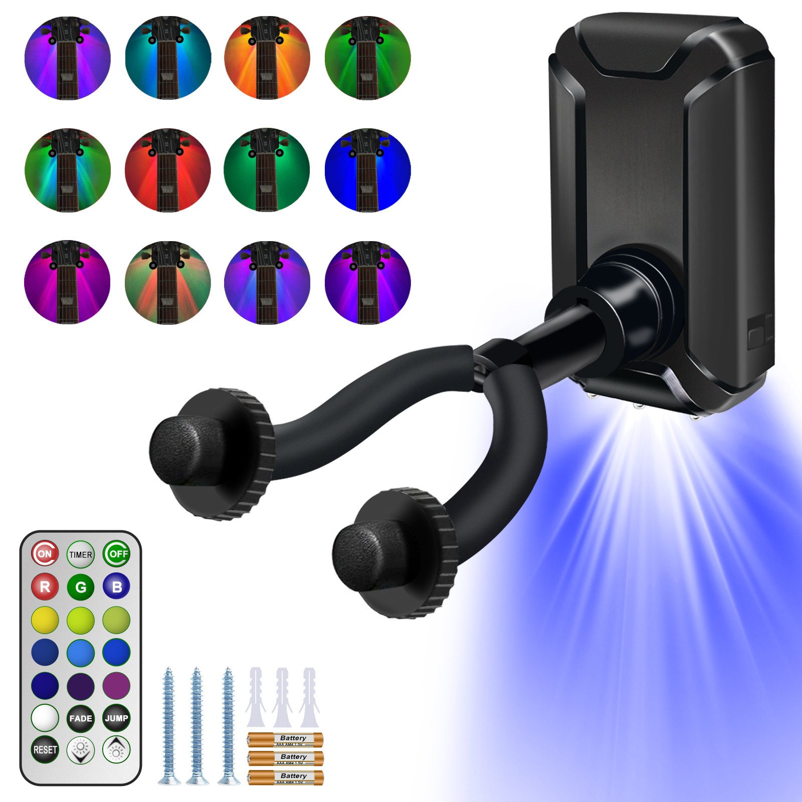 Gitarrenständer Gitarrenständer Gitarrenhalter für die Wand 1 Set RGB Light