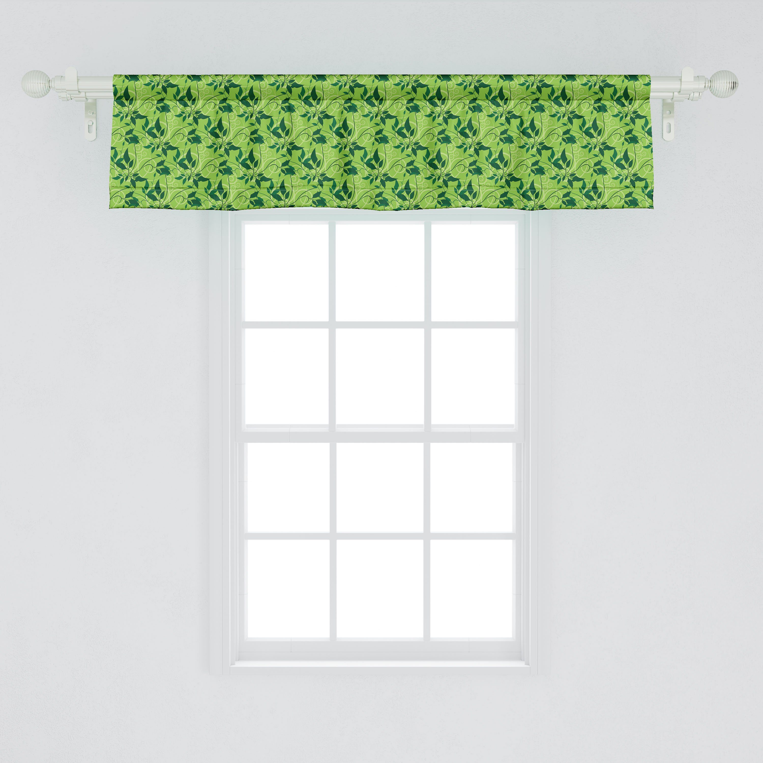Scheibengardine Vorhang Volant für Dekor wirbelt Abakuhaus, Stangentasche, mit Blätter Schlafzimmer Küche Microfaser, Botanisch der Clutter