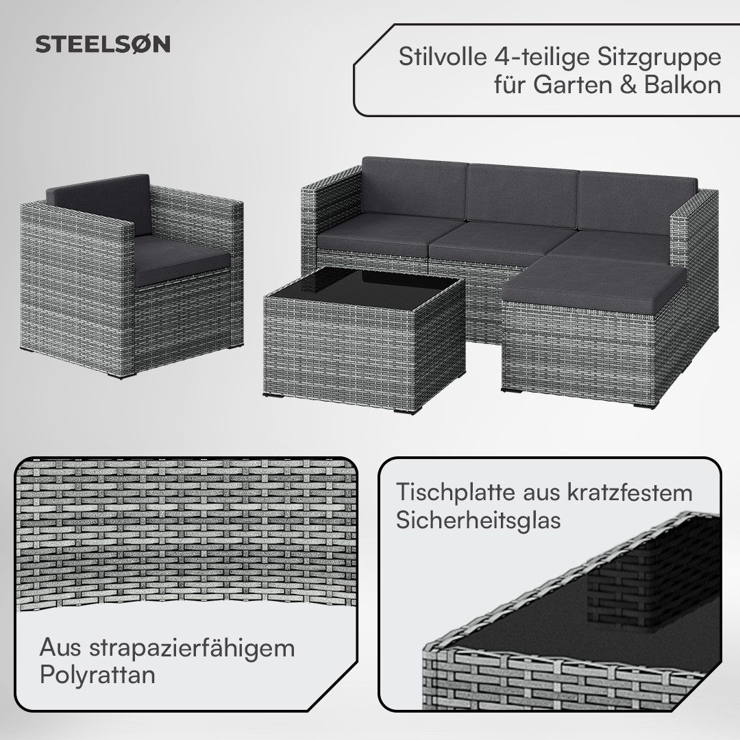 STEELSØN Sitzgruppe Zethora, (4er-Sitzgruppe, (3er Sofa, günstig online kaufen