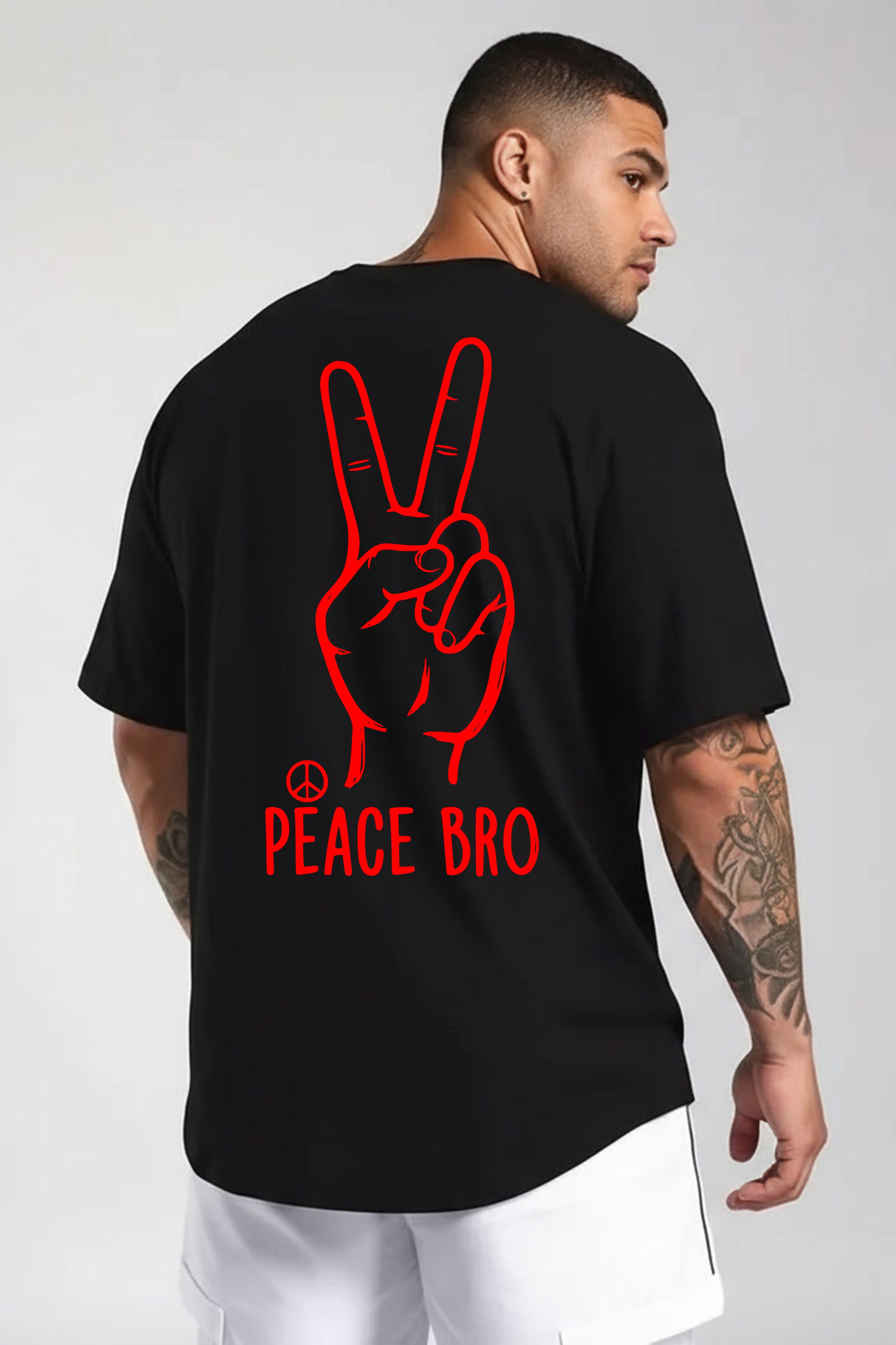 Banco T-Shirt Herren Rundhals Peace Bro Print aus 100% Baumwolle Rundhalsausschnitt mit Nackenband – formstabil & bequem