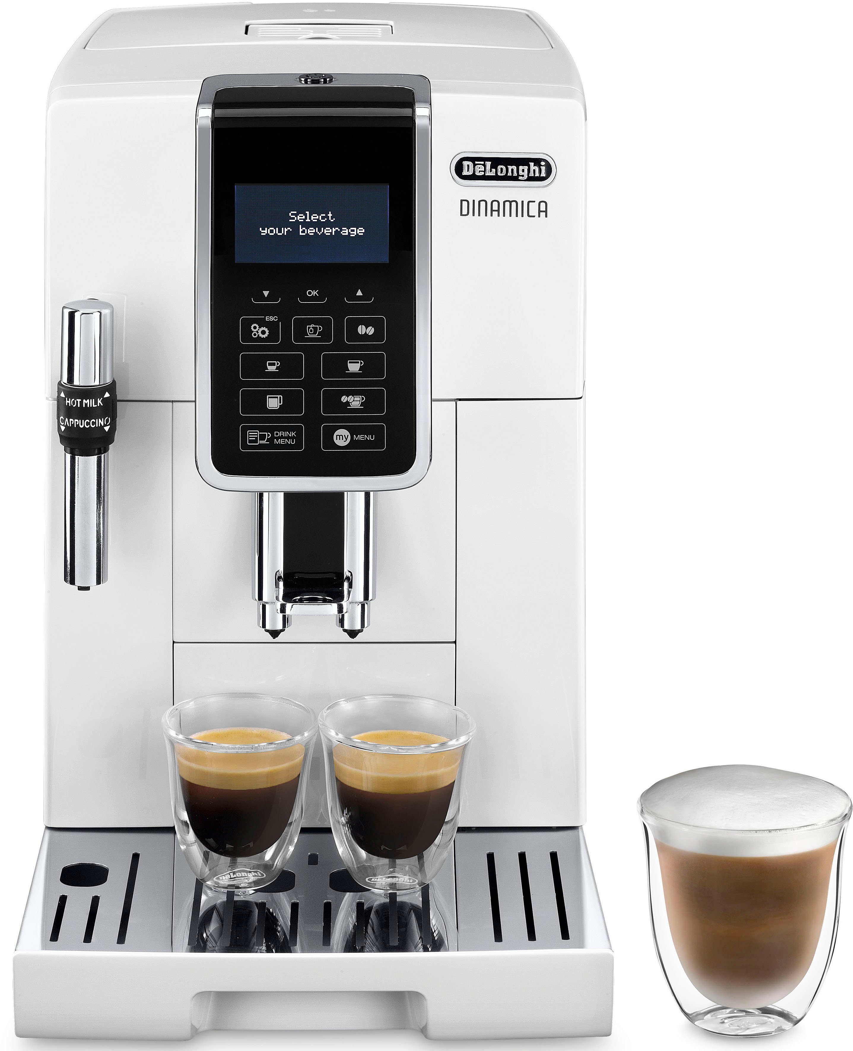 De'Longhi Kaffeevollautomat Dinamica ECAM 350.35.W, großer 1.8l Wassertank