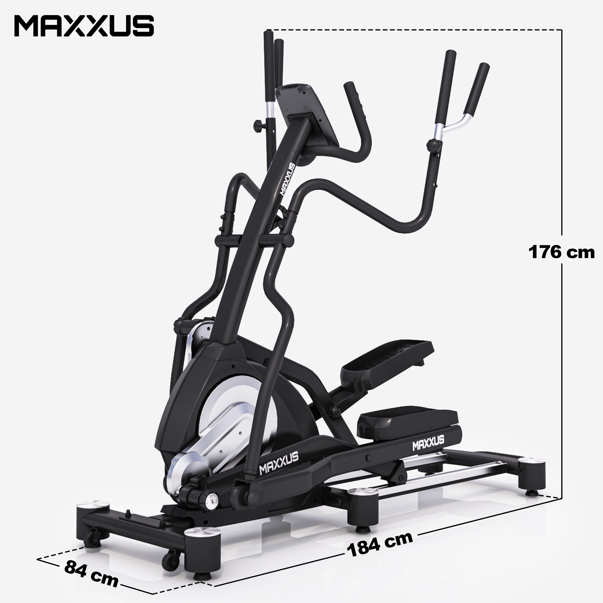 MAXXUS Crosstrainer CX 7.5 - Ellipsentrainer, Heimtrainer für Zuhause, 12 Programme (1-tlg), bis 160kg, Verstellbar, Magnetbremssystem, Handpulssensoren
