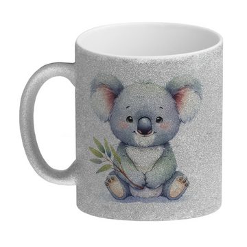 speecheese Tasse Sitzender Koala Glitzer-Kaffeebecher
