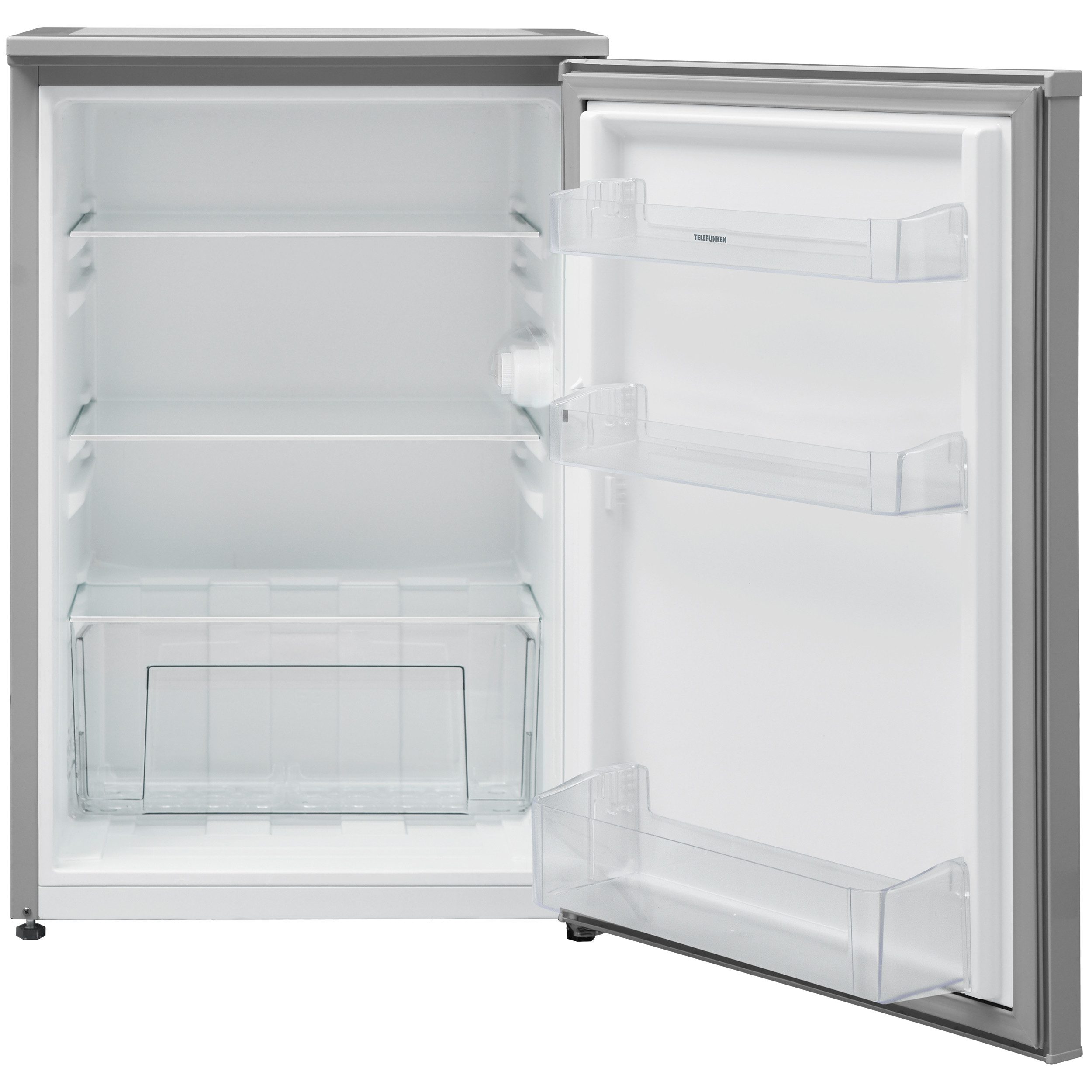 Telefunken Kühlschrank C-135-100-S, 83.8 cm hoch, 54 cm breit, 135 Liter Nutzinhalt, ohne Gefrierfach, klein, freistehend, silber
