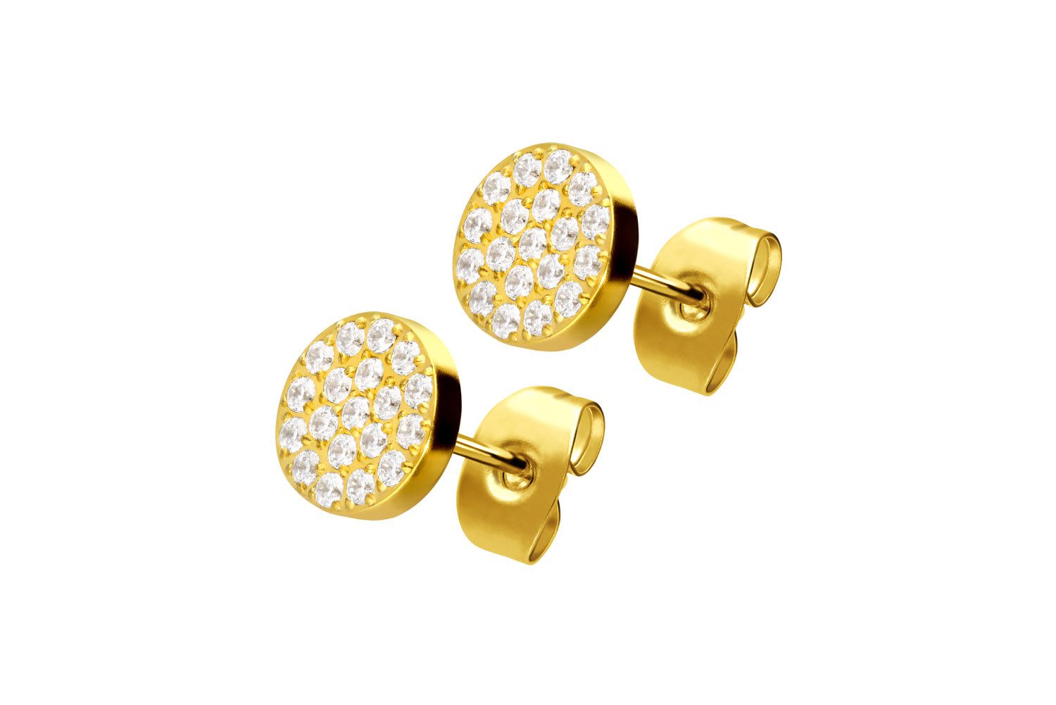 FILANGO Paar Ohrstecker Titan Ohrstecker DISC + EINGEFASSTE KRISTALLE (Ohrstecker, 1-tlg)