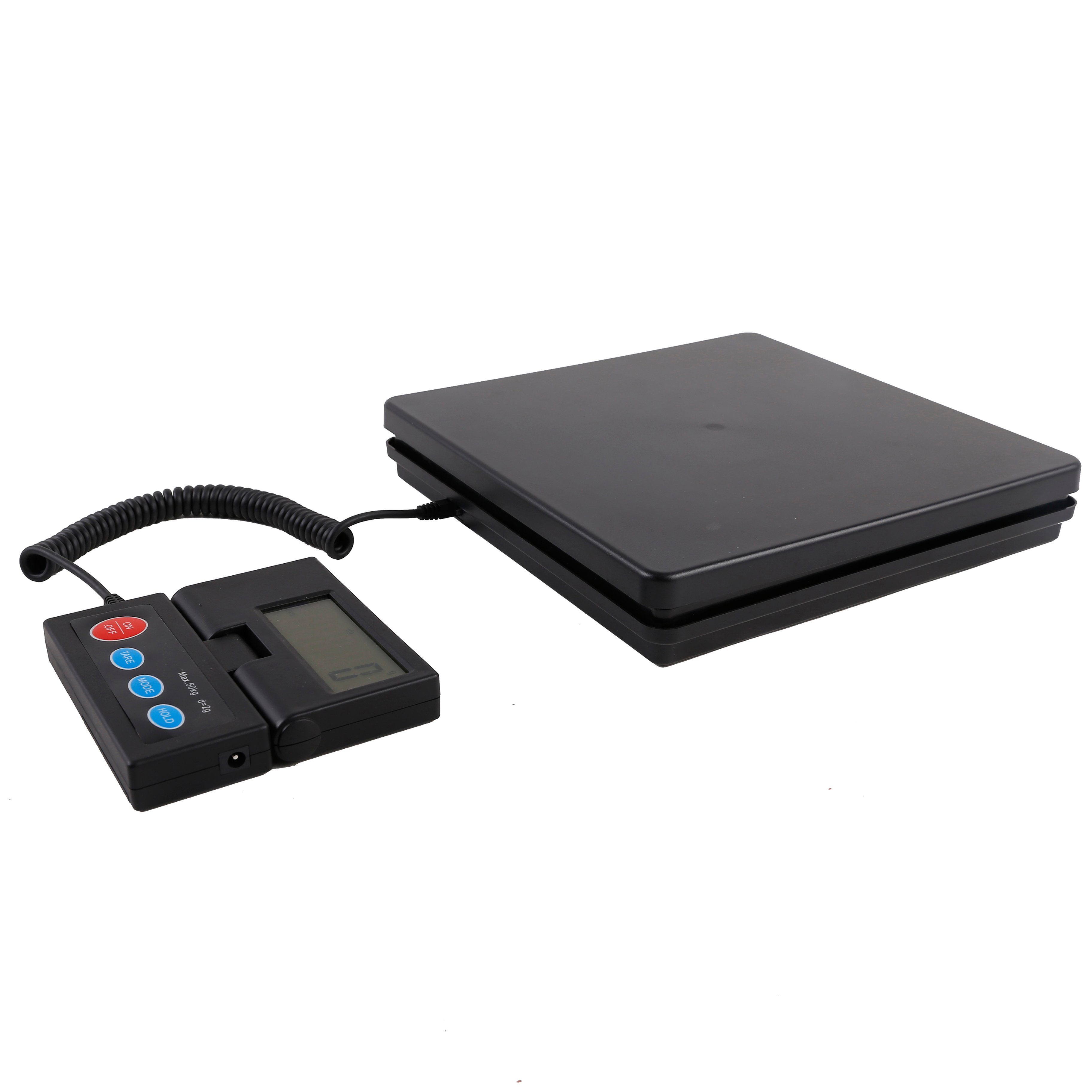 Zedelmaier Feinwaage Digitale Packetwaage Postwaage mit wandmontierbarem LCD-Display, (Wand Display Paketwaage), Briefwaage bis 50kg, d=2g, Robustes ABS, Batterien inklusive