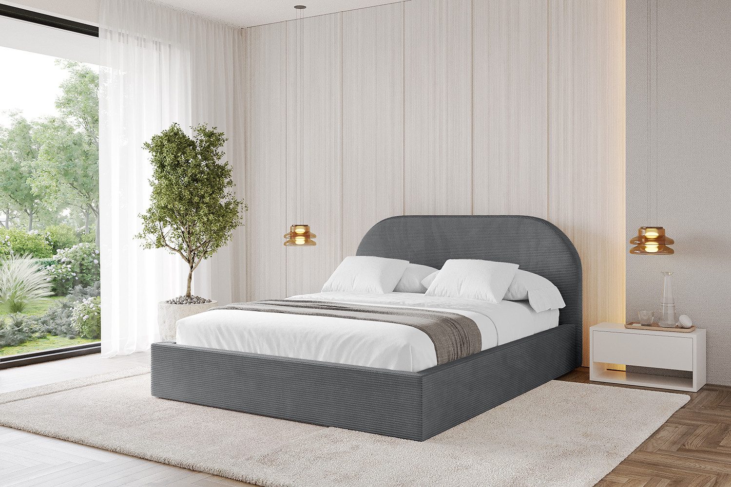 ALTDECOR Polsterbett TIVON (Polsterbett mit Bettkasten und Lattenrost, Boxbett ohne Matratze), Doppelbett mit Stauraum, Bett mit Kopfteil