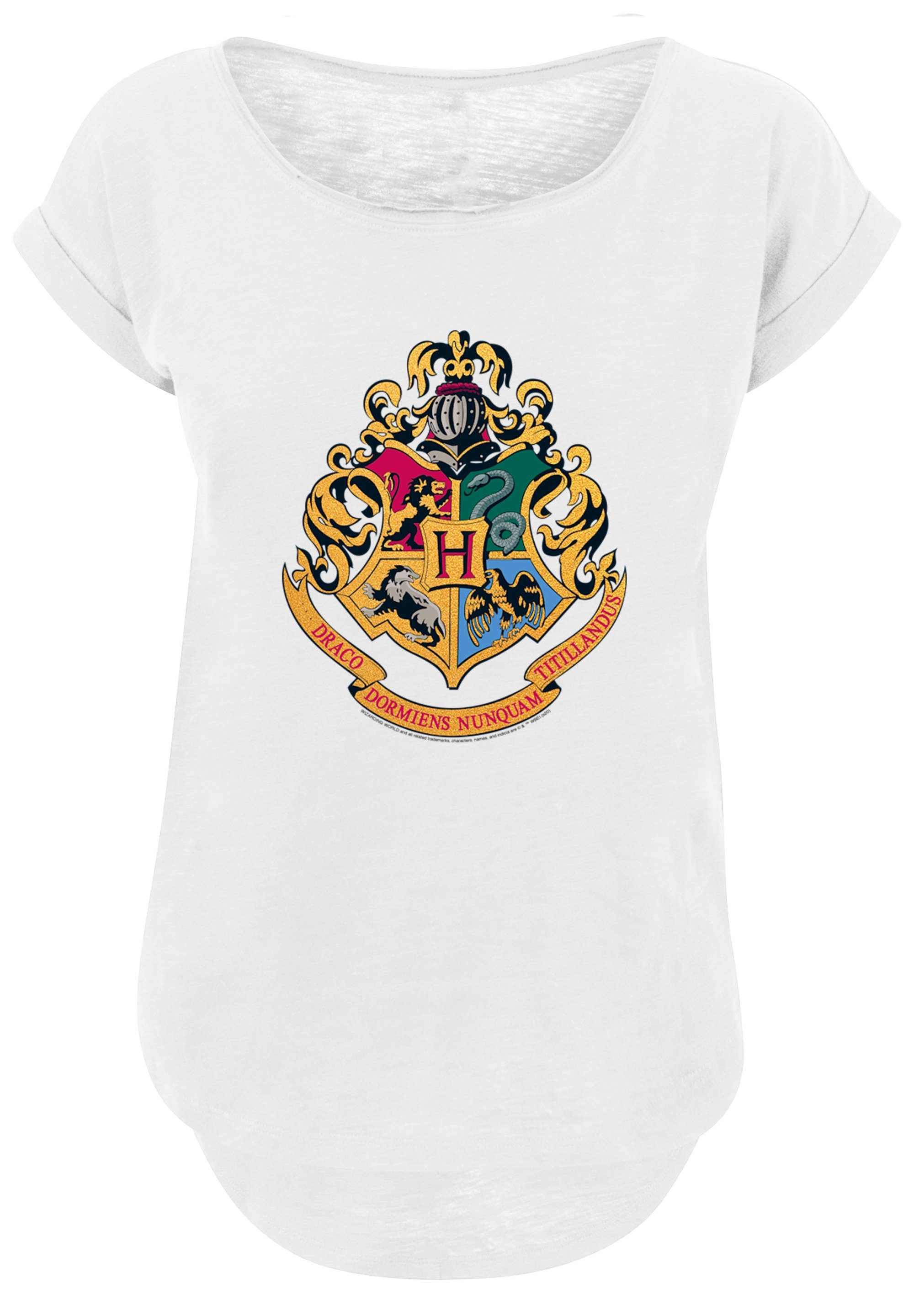 Crest Harry T-Shirt Tragekomfort Baumwollstoff Print, mit Hogwarts Sehr Gold hohem weicher F4NT4STIC Potter