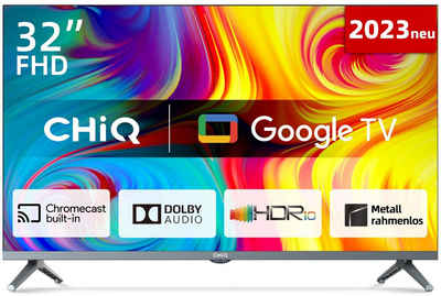 CHiQ L32H8CG LED-Fernseher (81,00 cm/32 Zoll, Full HD, Google TV, Smart-TV, Metall rahmen,WiFi,Google Assistant,Triple Tuner(DVB-T2/T/C/S2), 250,00 cd/m)
