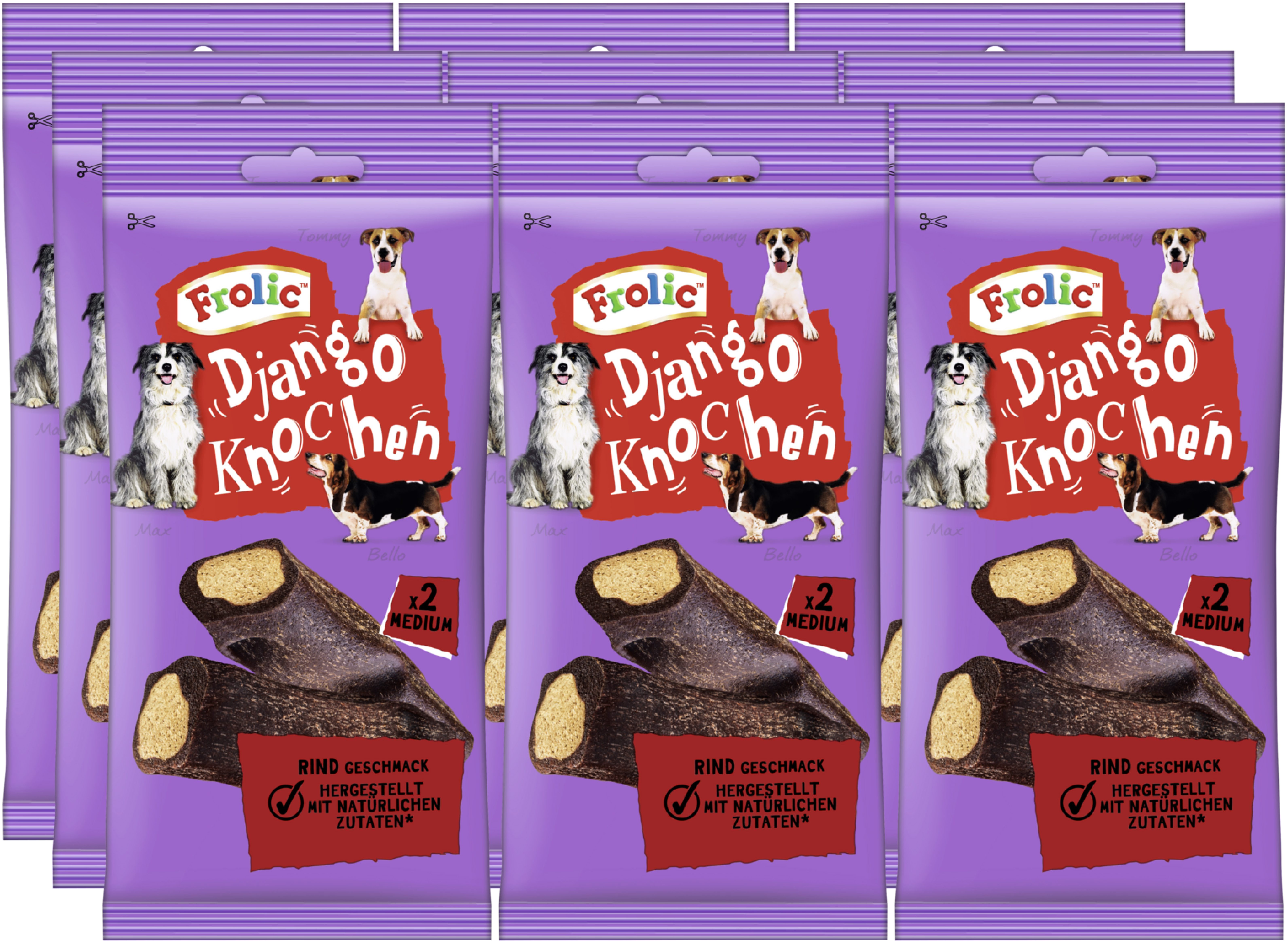 Frolic FROLIC™ Django Knochen Beutel für mittlere Hunde mit Rind 9 x 2 Stück, Snack für: Hunde