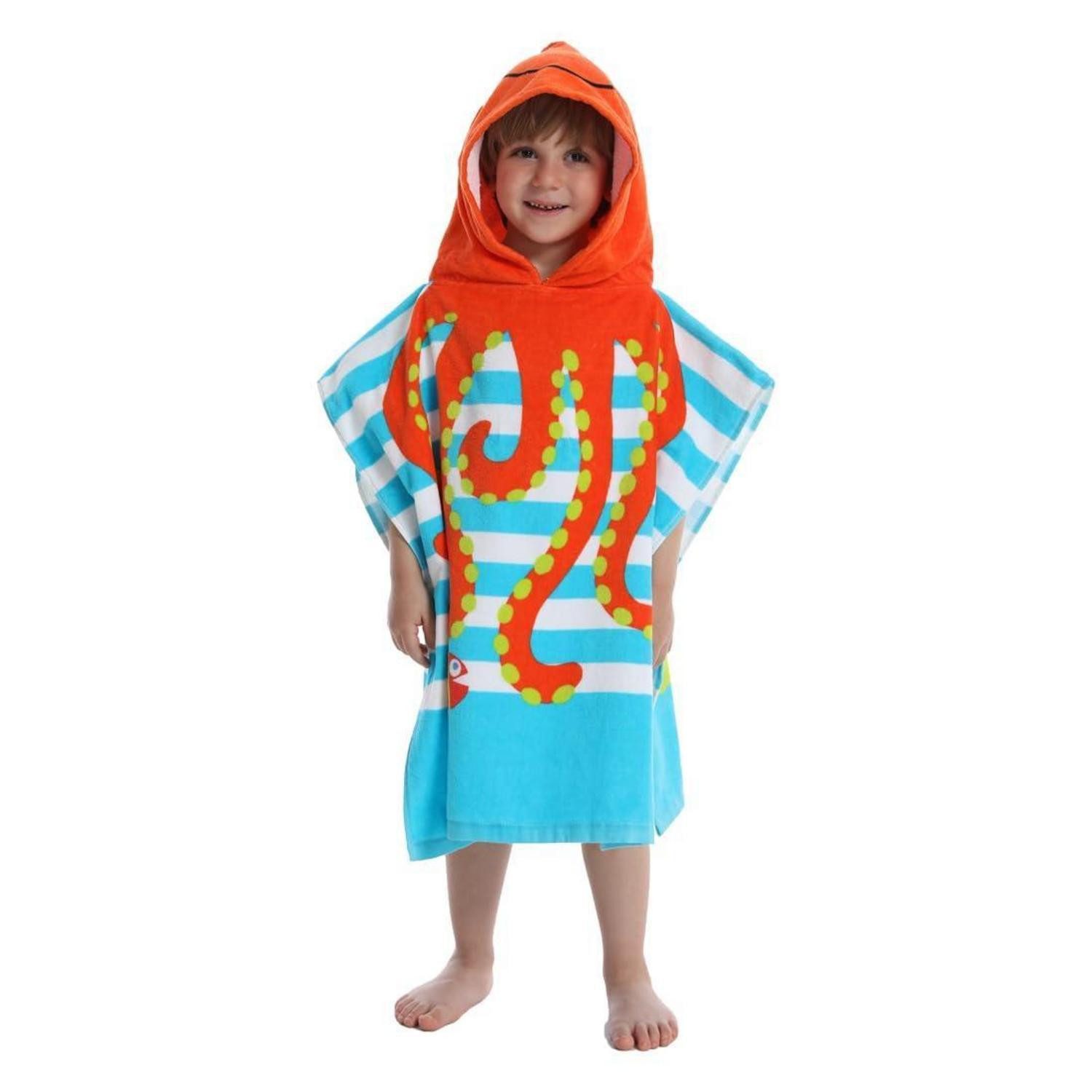 LuxusKollektion Kapuzenhandtuch Kinder Kapuzen-Badeponcho - Roter Tintenfisch