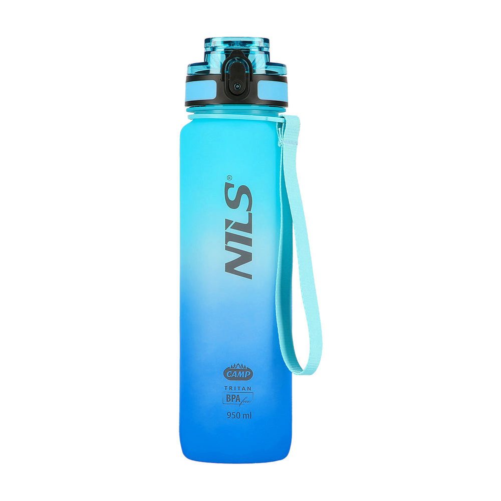 NILS CAMP Trinkflasche Sportflasche Tritan Wasserflasche, BPA-frei, Fruchteinsatz, Skala, spülmaschinenfest