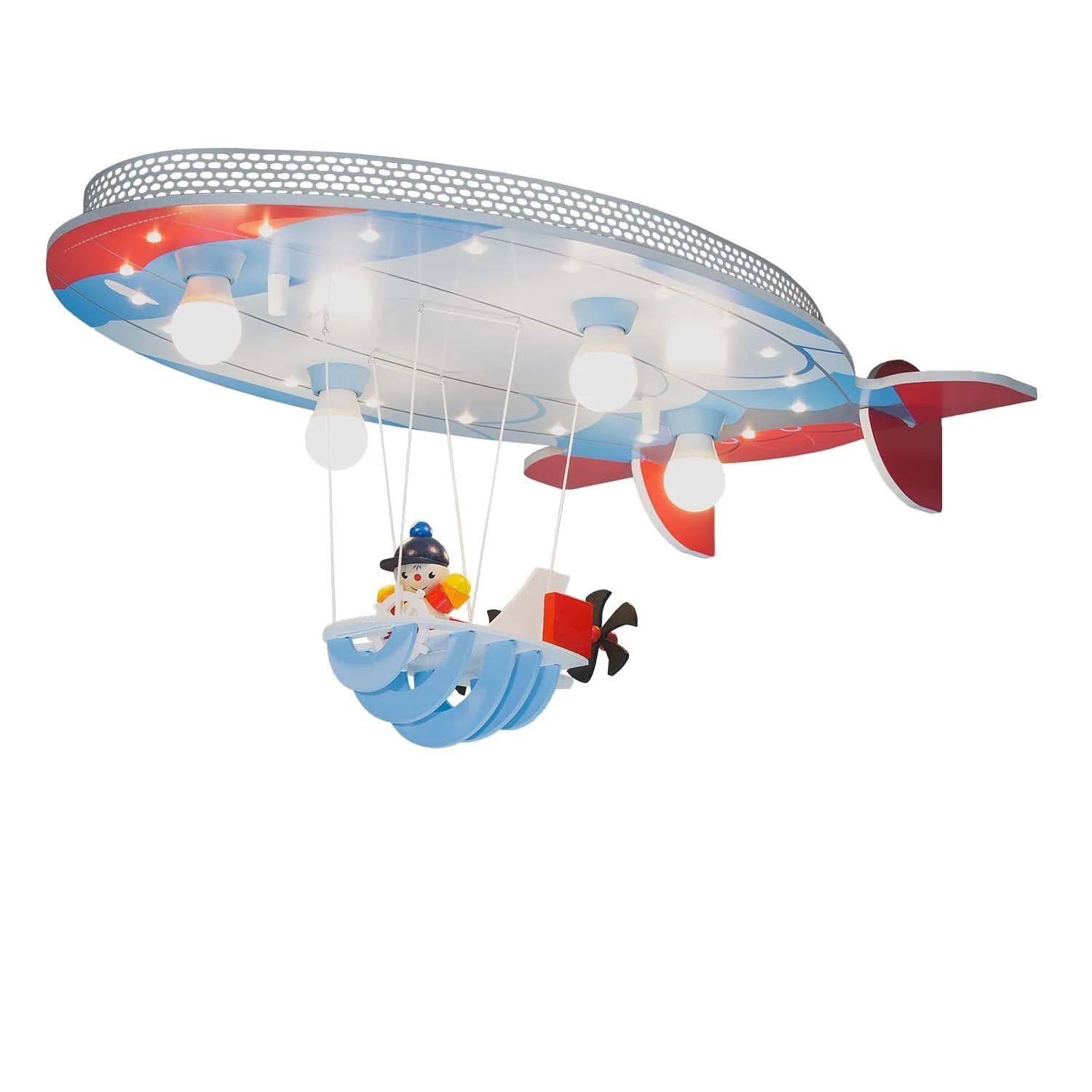 Licht-Erlebnisse Deckenleuchte MADITA, ohne Leuchtmittel, Warmweiß, Kinderzimmer B: 75 cm Zeppelin Holz E14 + LED 3000 K