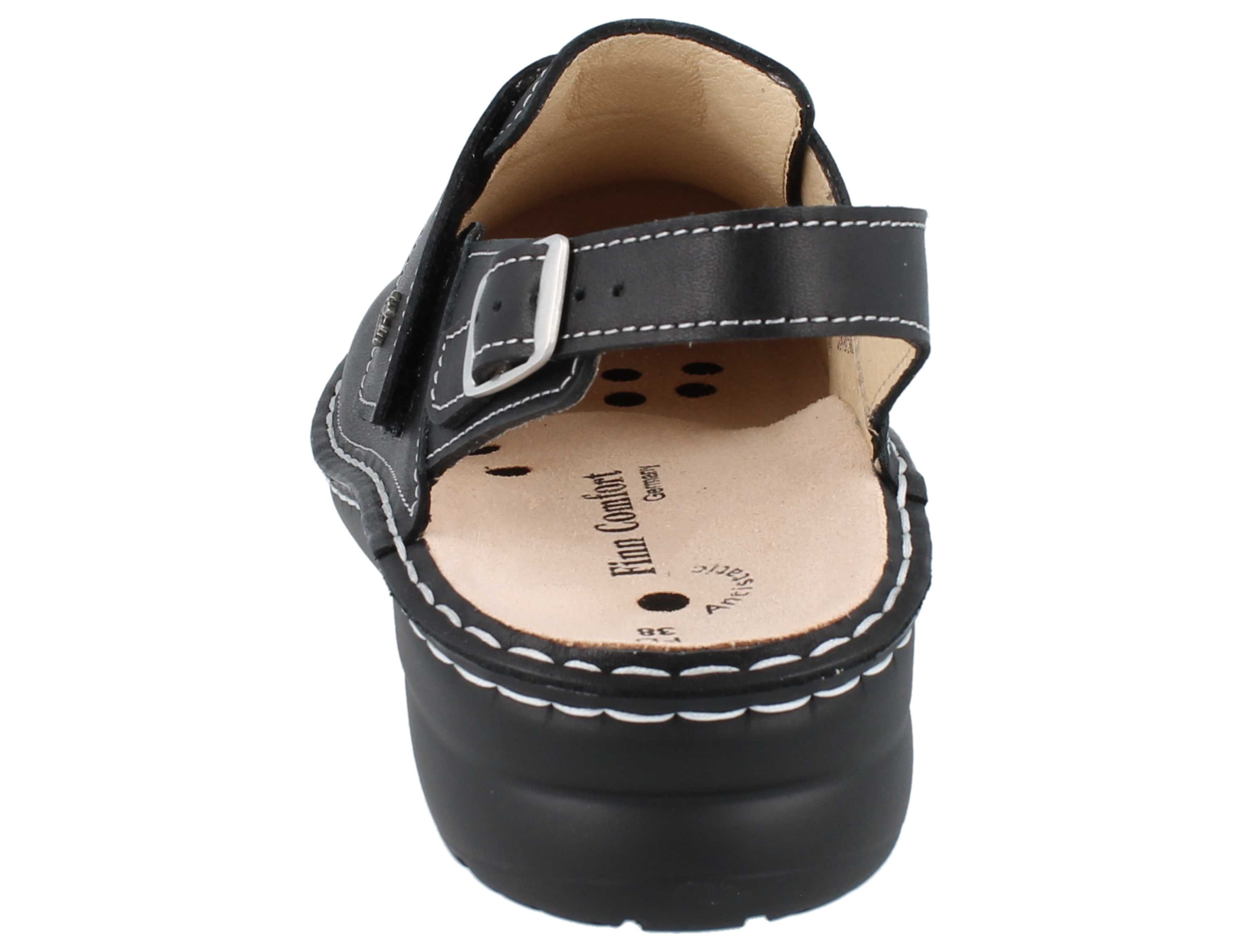 Finn Comfort FINN COMFORT Aveiro Damen Clog antistatic schwarz Nappaleder - Größe: Clog Wechselfußbett