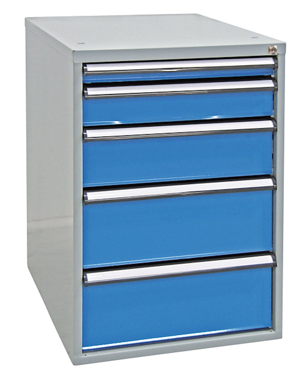 PROREGAL® Werkbank Schubladenbox mit 5 Schubladen für Werkbank Rhino, Grau/Blau Lichtblau