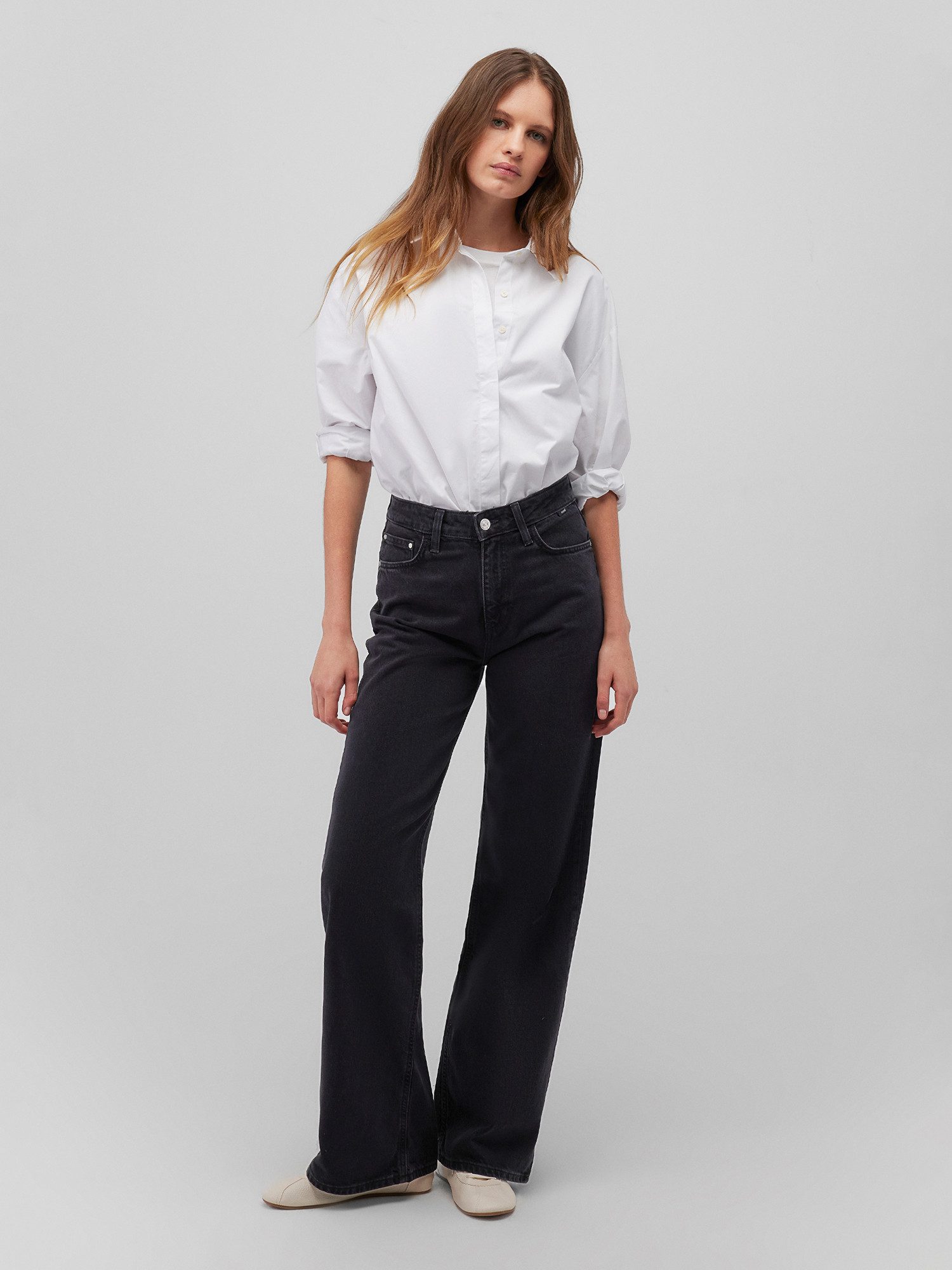Mavi Boyfriend-Jeans Jeans Loose Fit High-Rise Wide Leg 5-Pocket MALIBU; mid indigo brushed 90s